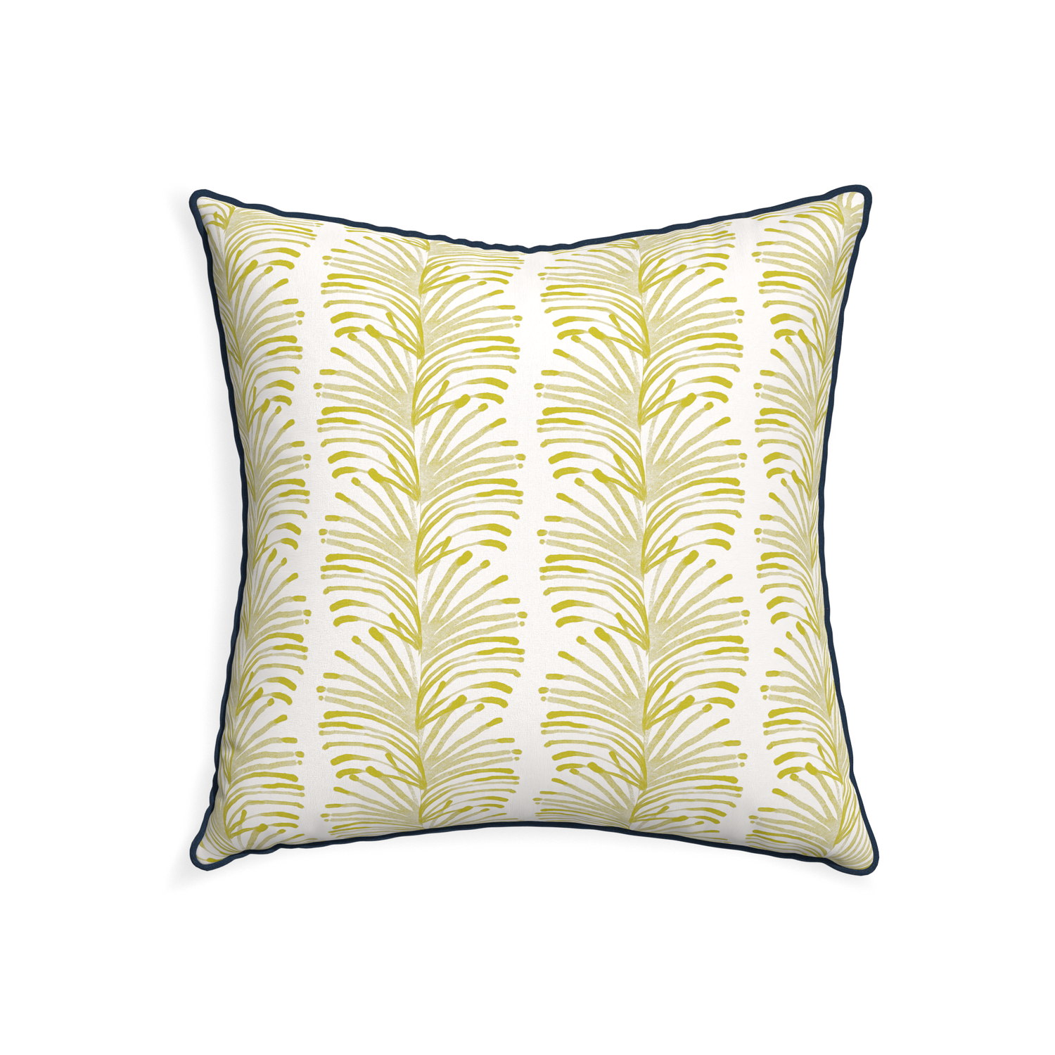 22-square emma chartreuse custom yellow stripe chartreusepillow with c piping on white background
