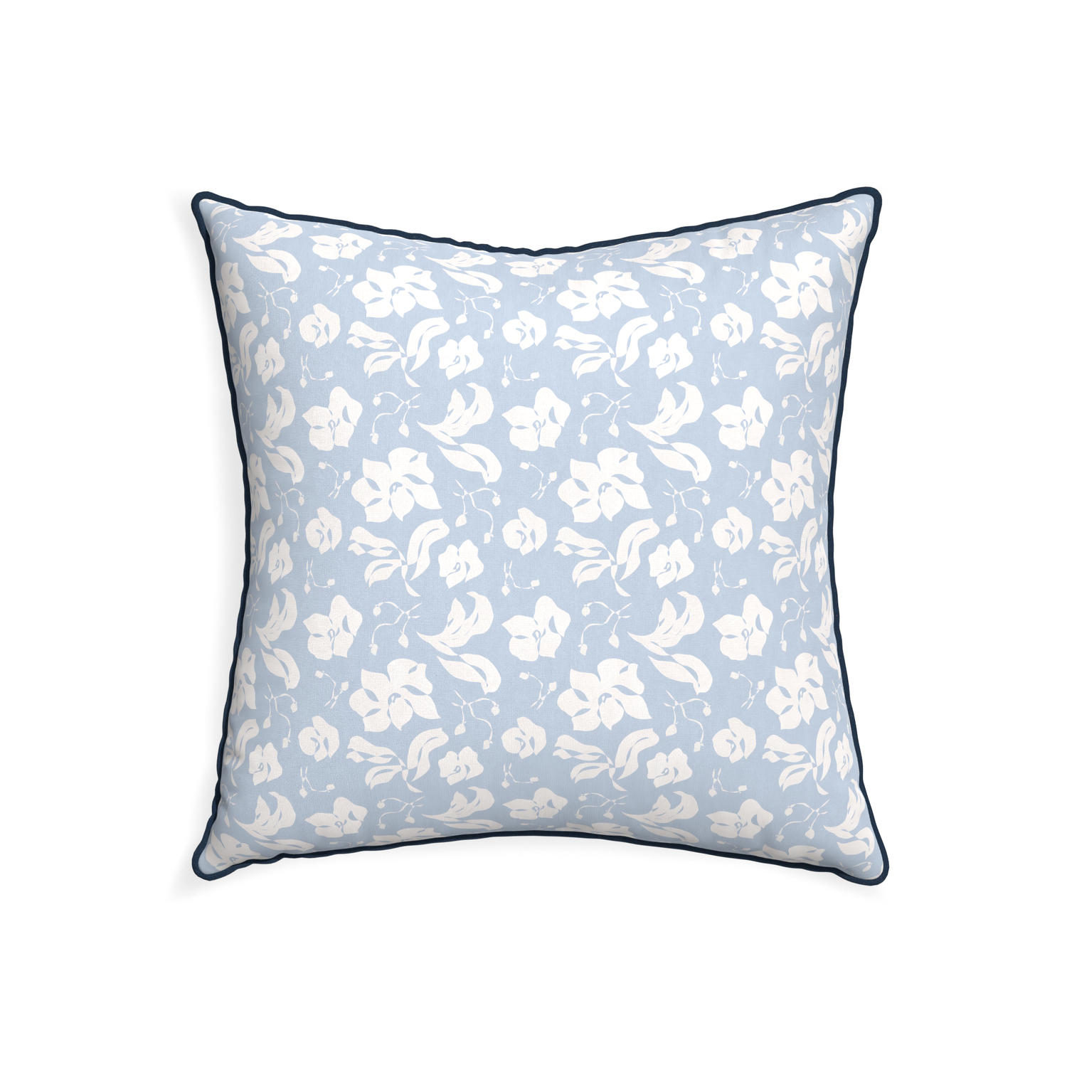 22-square georgia custom cornflower blue floralpillow with c piping on white background
