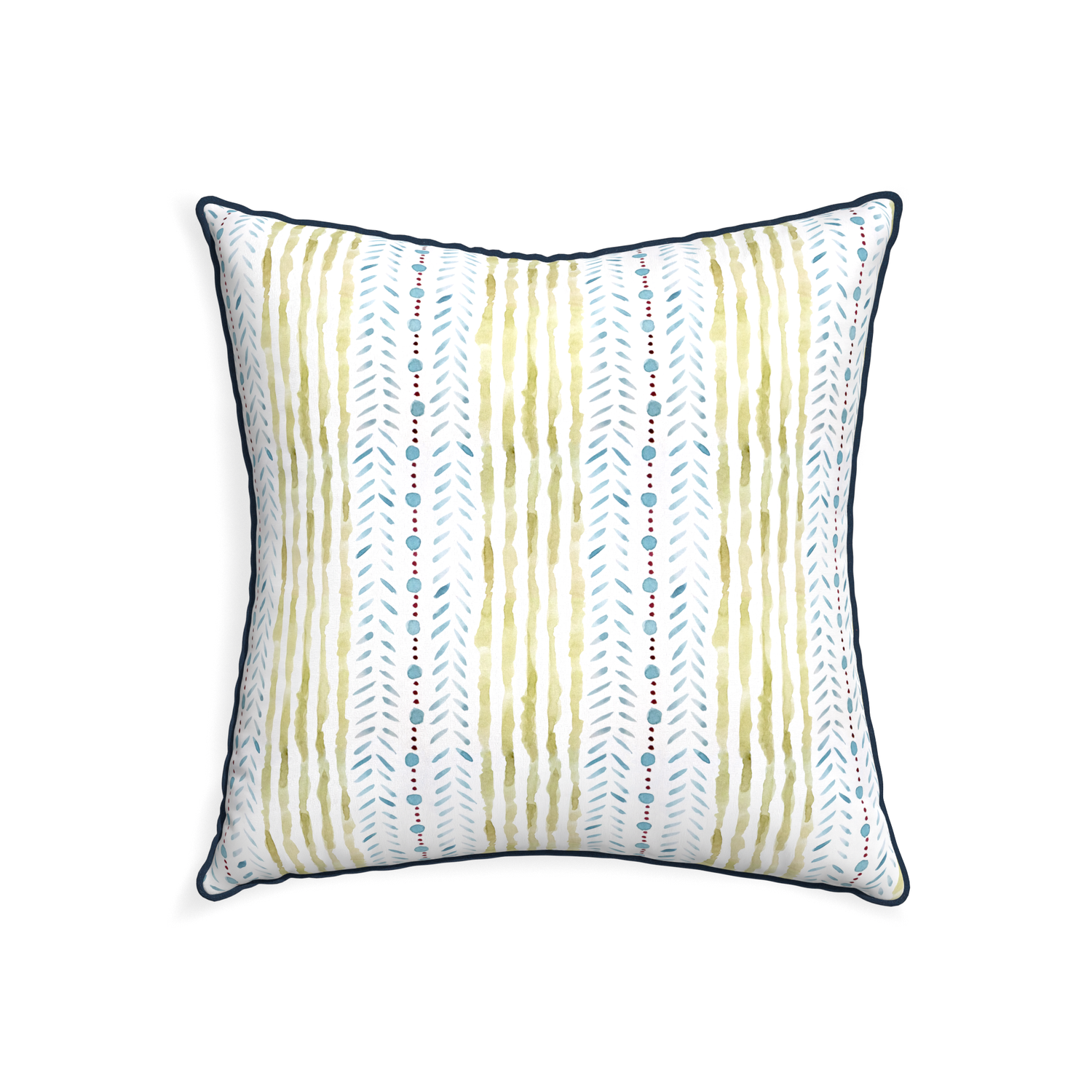 22-square julia custom blue & green stripedpillow with c piping on white background