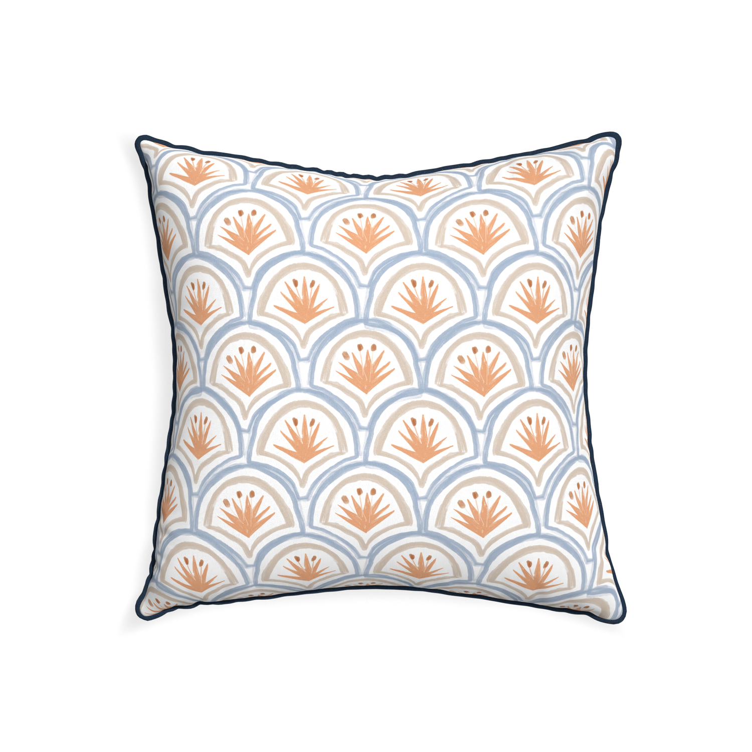 22-square thatcher apricot custom art deco palm patternpillow with c piping on white background
