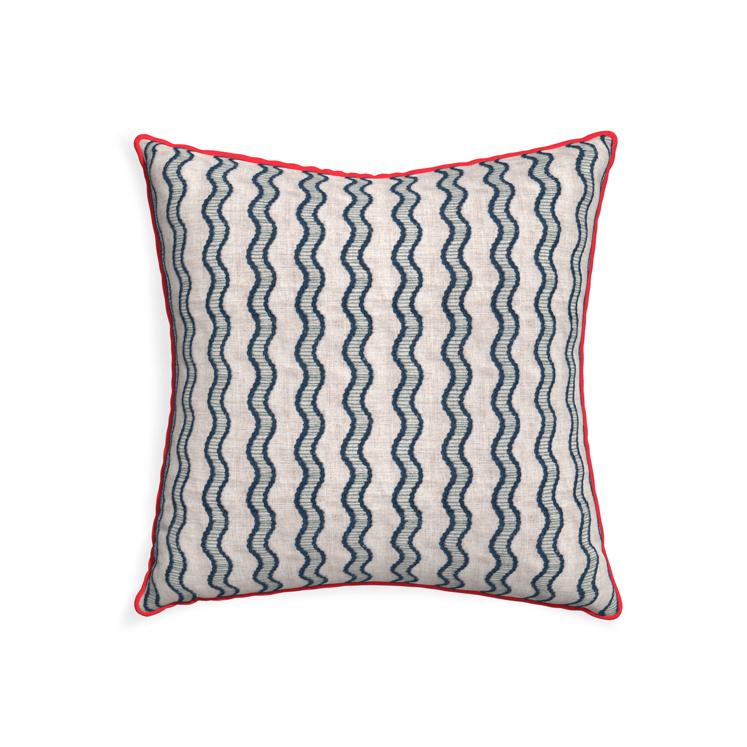 22-square beatrice custom embroidered wavepillow with cherry piping on white background
