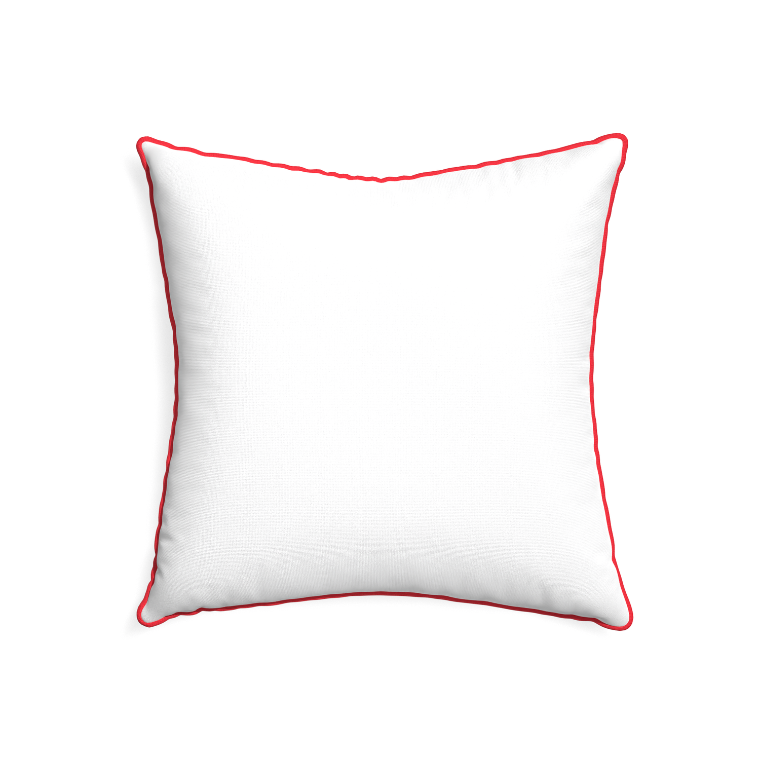 22-square snow custom pillow with cherry piping on white background