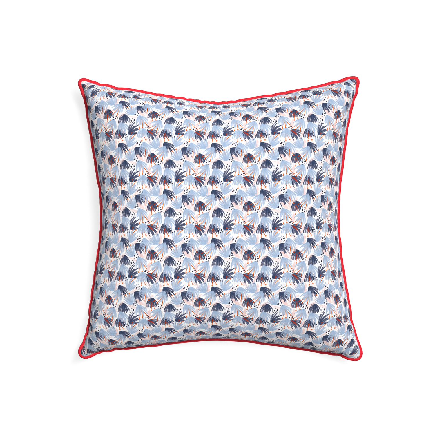 22-square eden blue custom pillow with cherry piping on white background