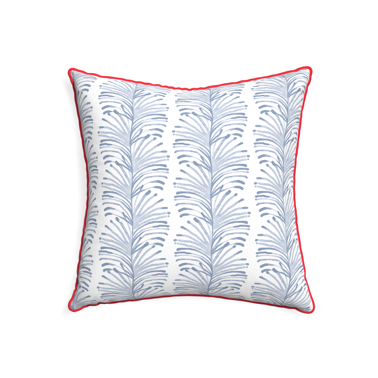 22-square emma sky custom pillow with cherry piping on white background