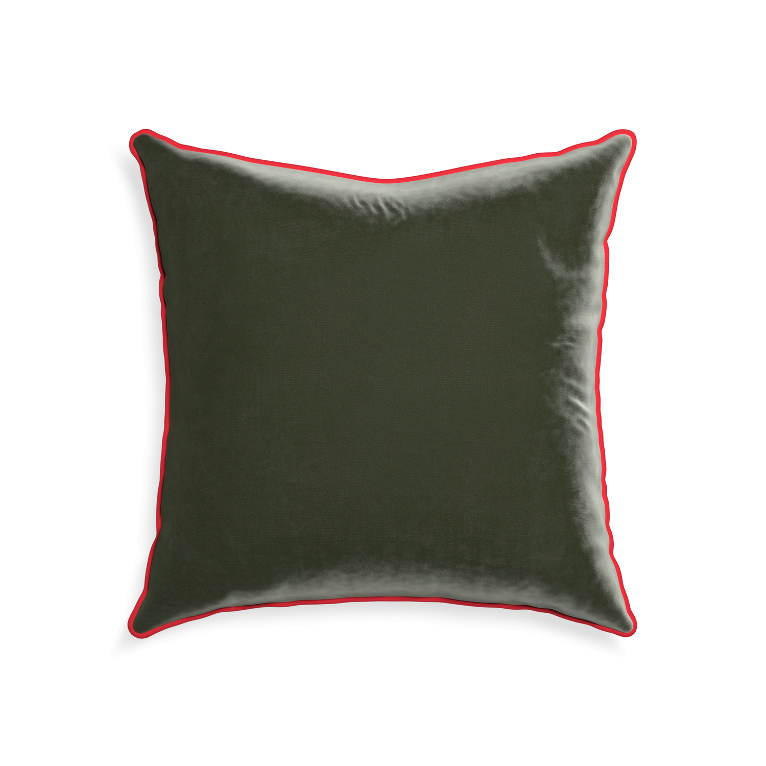 22-square fern velvet custom pillow with cherry piping on white background