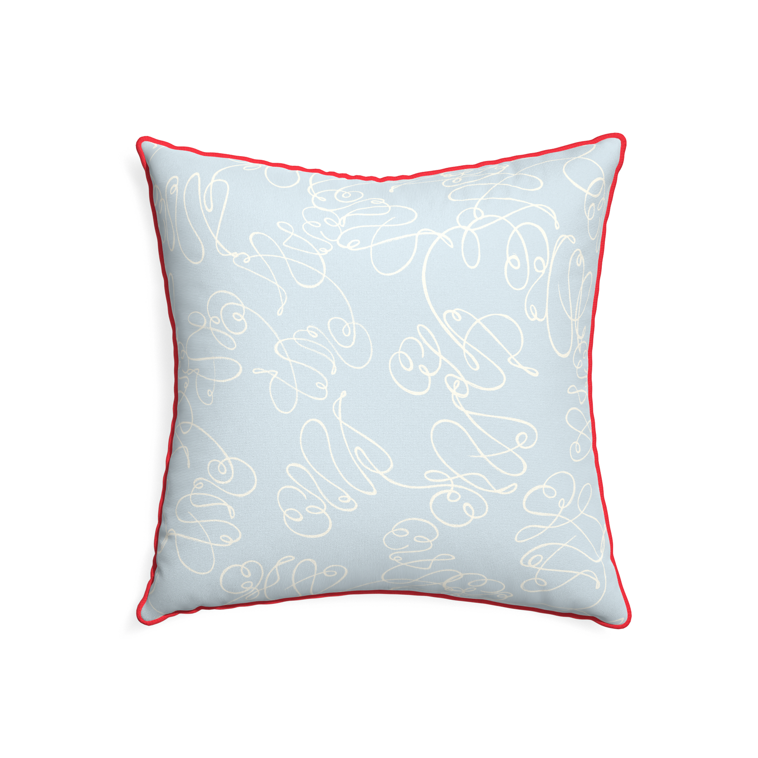 22-square mirabella custom pillow with cherry piping on white background
