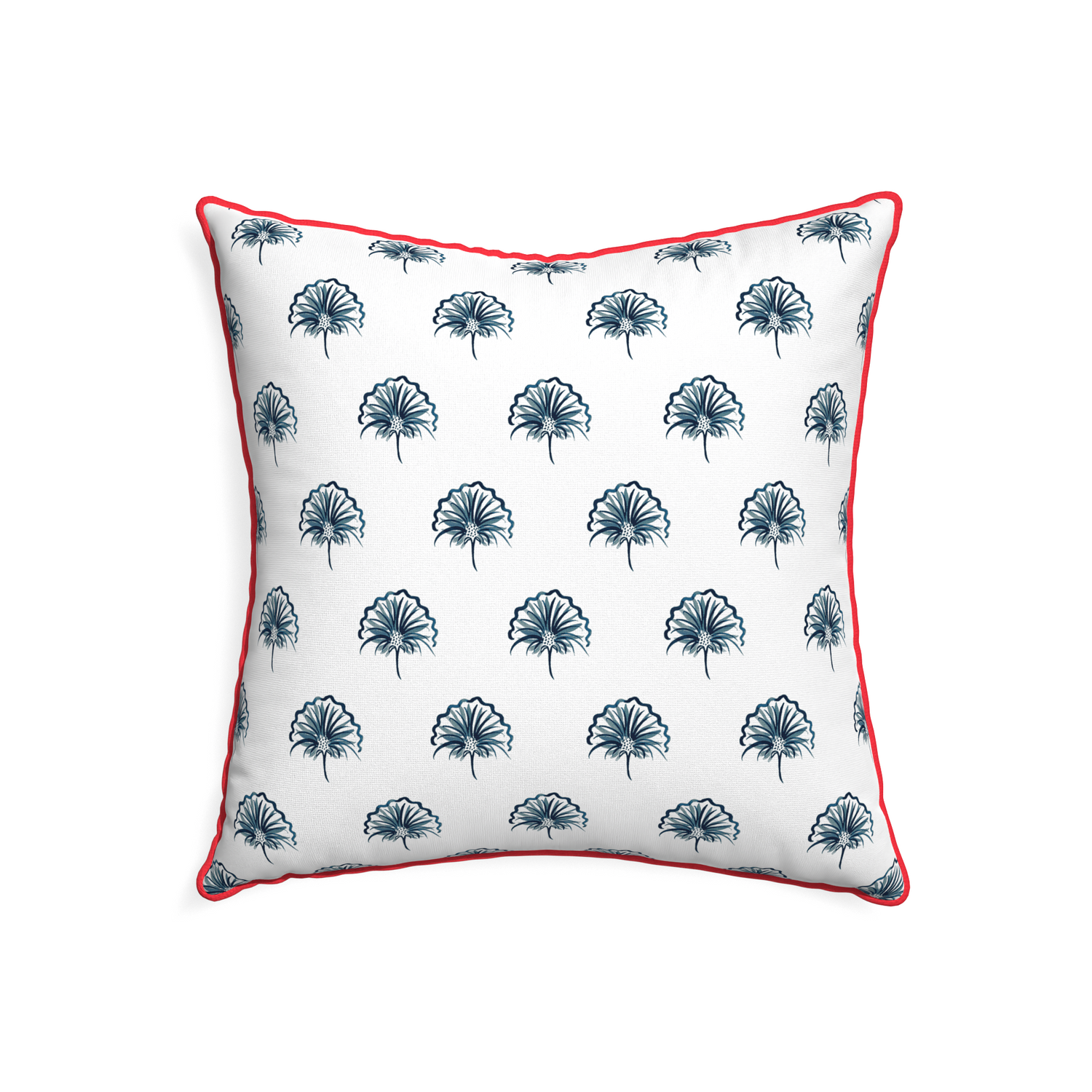22-square penelope midnight custom pillow with cherry piping on white background