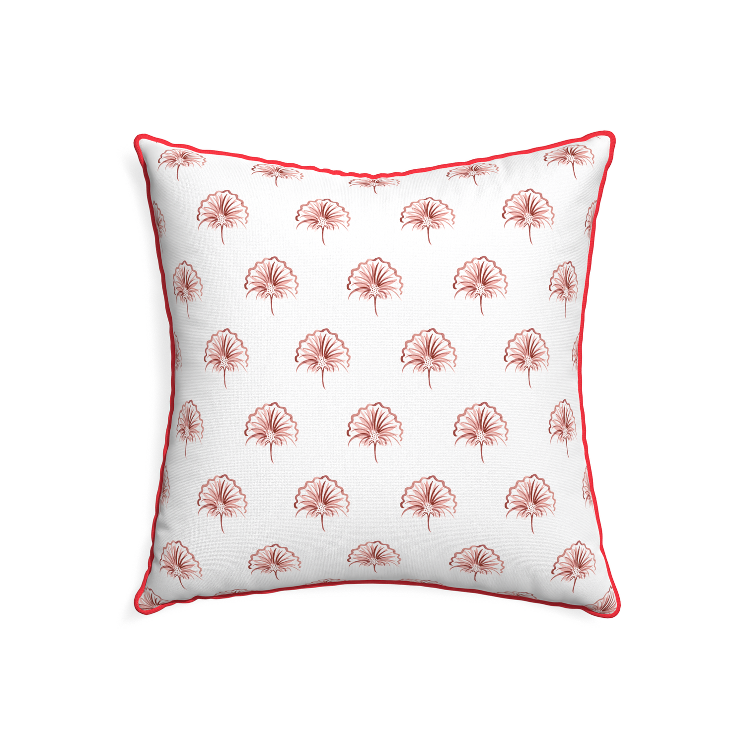 22-square penelope rose custom pillow with cherry piping on white background