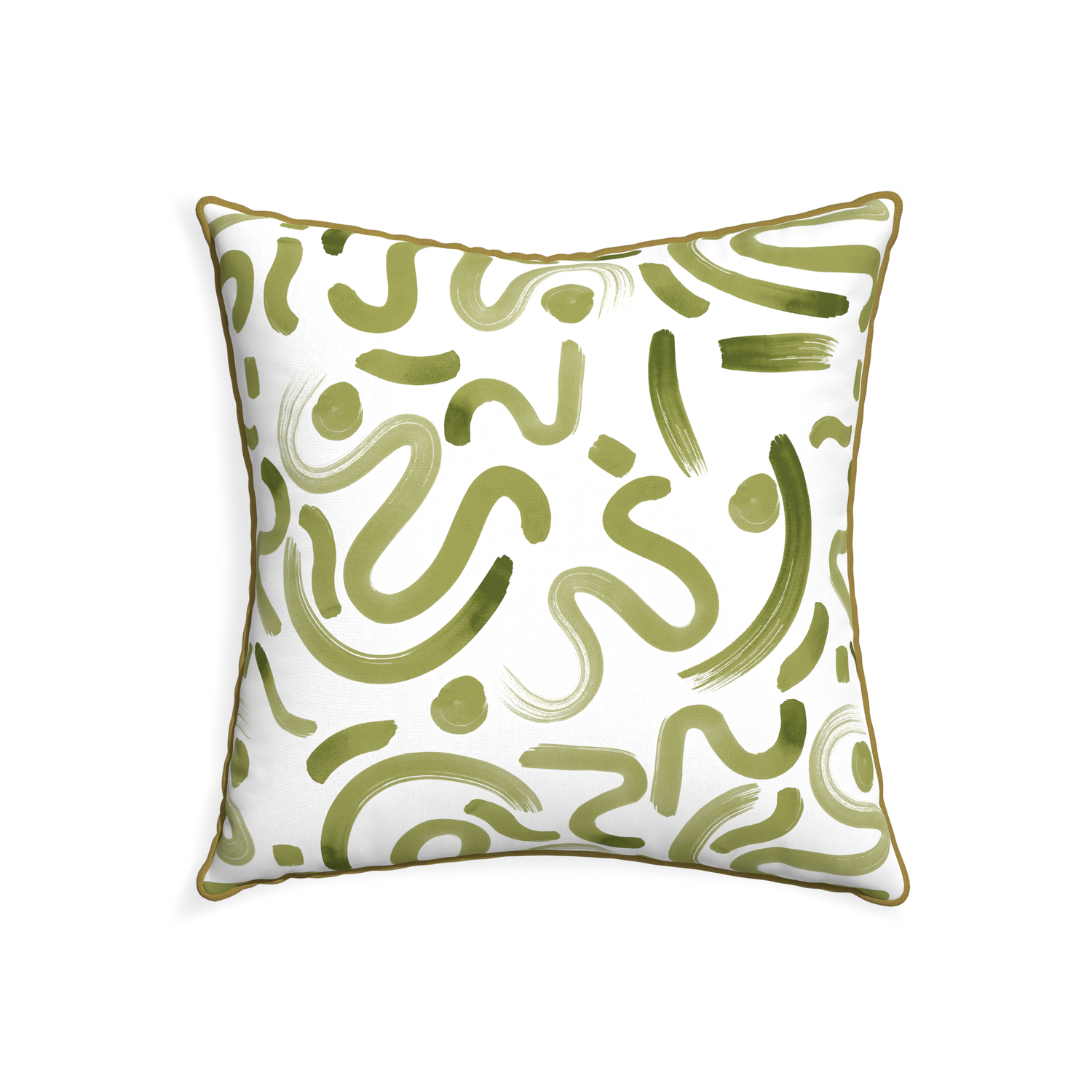 22-square hockney moss custom moss greenpillow with c piping on white background