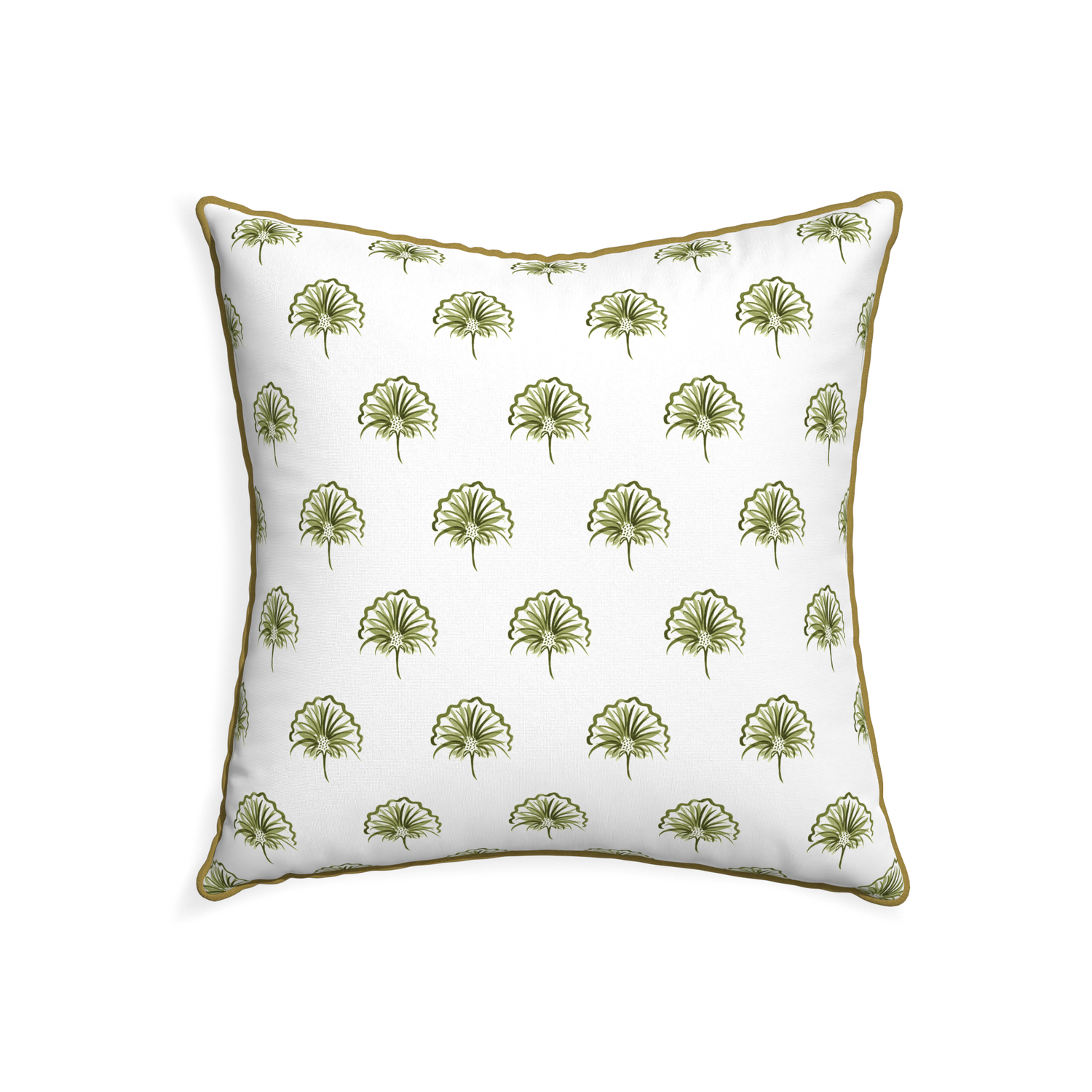 22-square penelope moss custom green floralpillow with c piping on white background