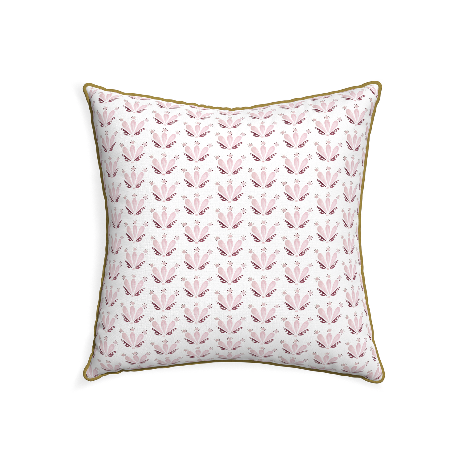 22-square serena pink custom pink & burgundy drop repeat floralpillow with c piping on white background
