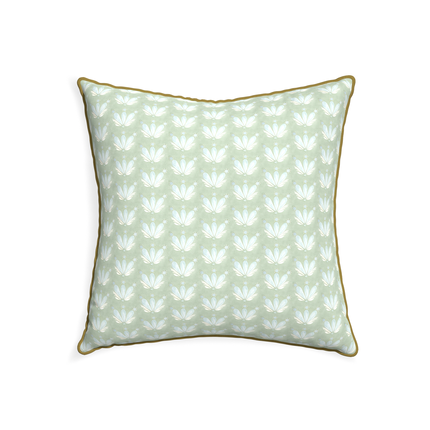 22-square serena sea salt custom blue & green floral drop repeatpillow with c piping on white background