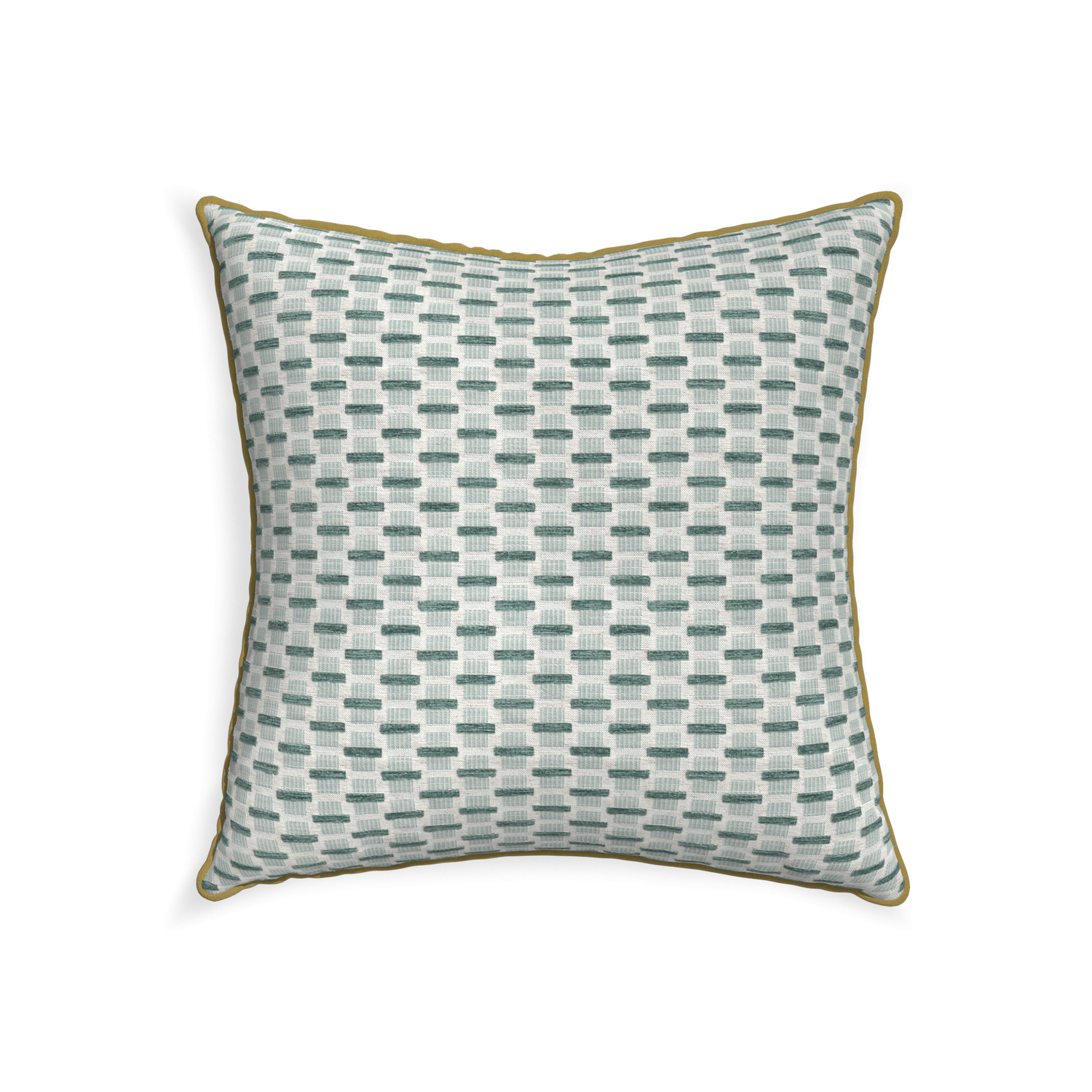 22-square willow mint custom green geometric chenillepillow with c piping on white background