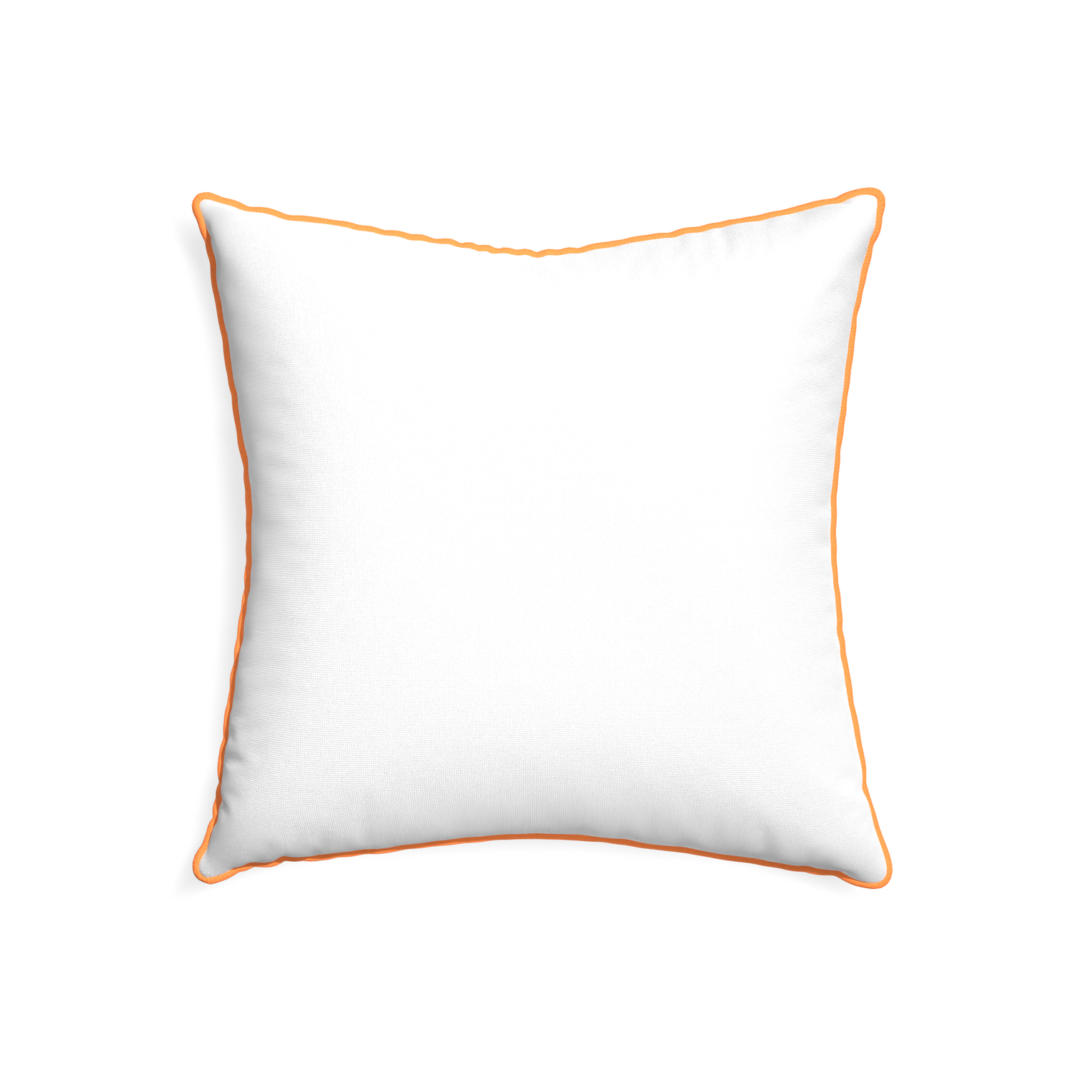 22-square snow custom pillow with clementine piping on white background