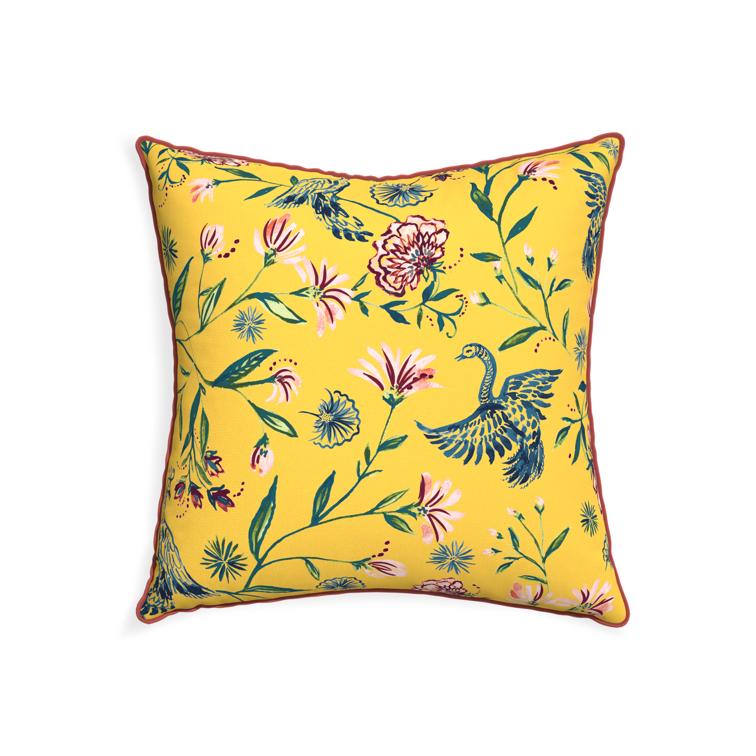 Daphne Canary Pillow - 22"x22" w. Cosmo Velvet Piping