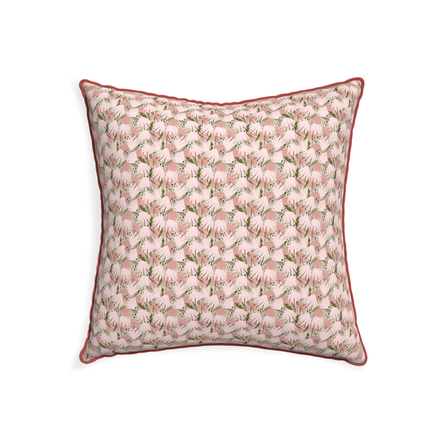 22-square eden pink custom pillow with c piping on white background