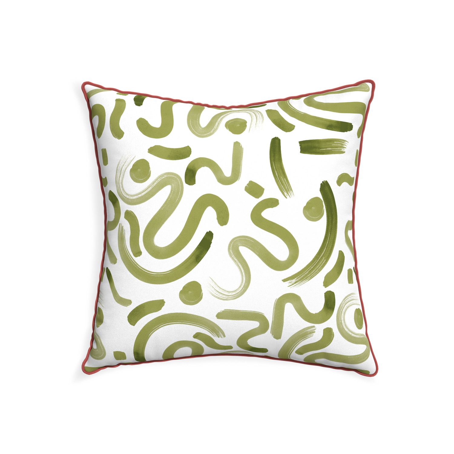 22-square hockney moss custom pillow with c piping on white background