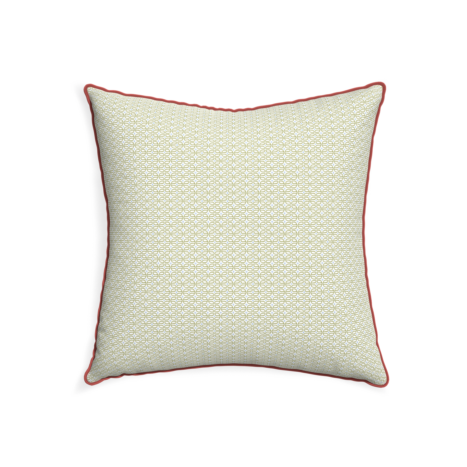 22-square loomi moss custom pillow with c piping on white background