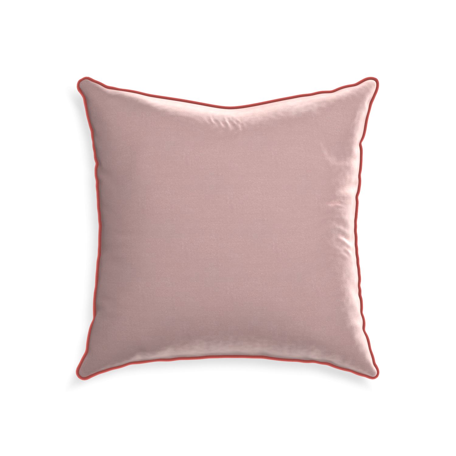 22-square mauve velvet custom pillow with c piping on white background
