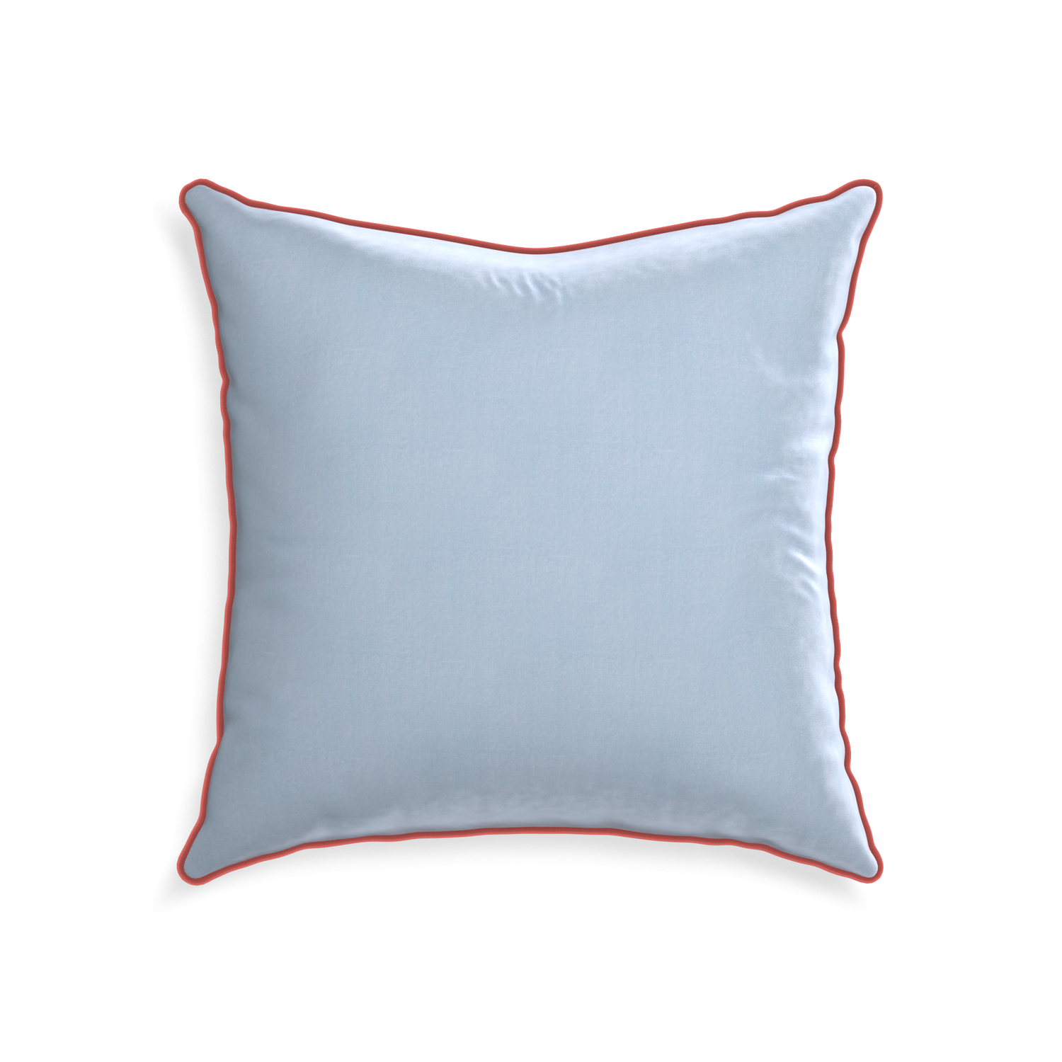 22-square sky velvet custom pillow with c piping on white background