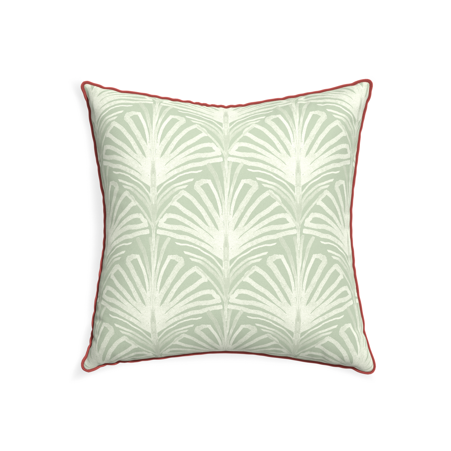 22-square suzy sage custom pillow with c piping on white background