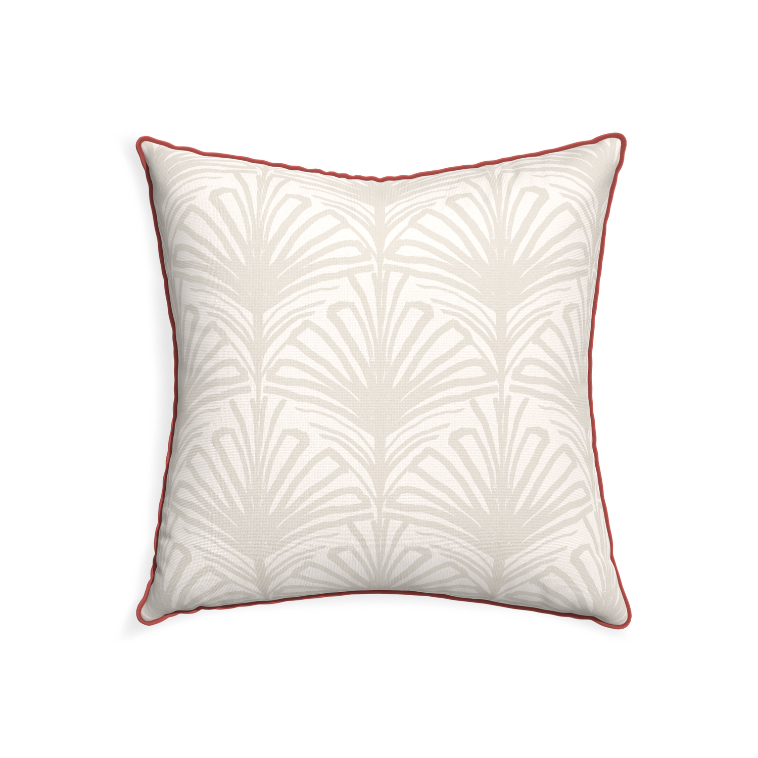 22-square suzy sand custom pillow with c piping on white background