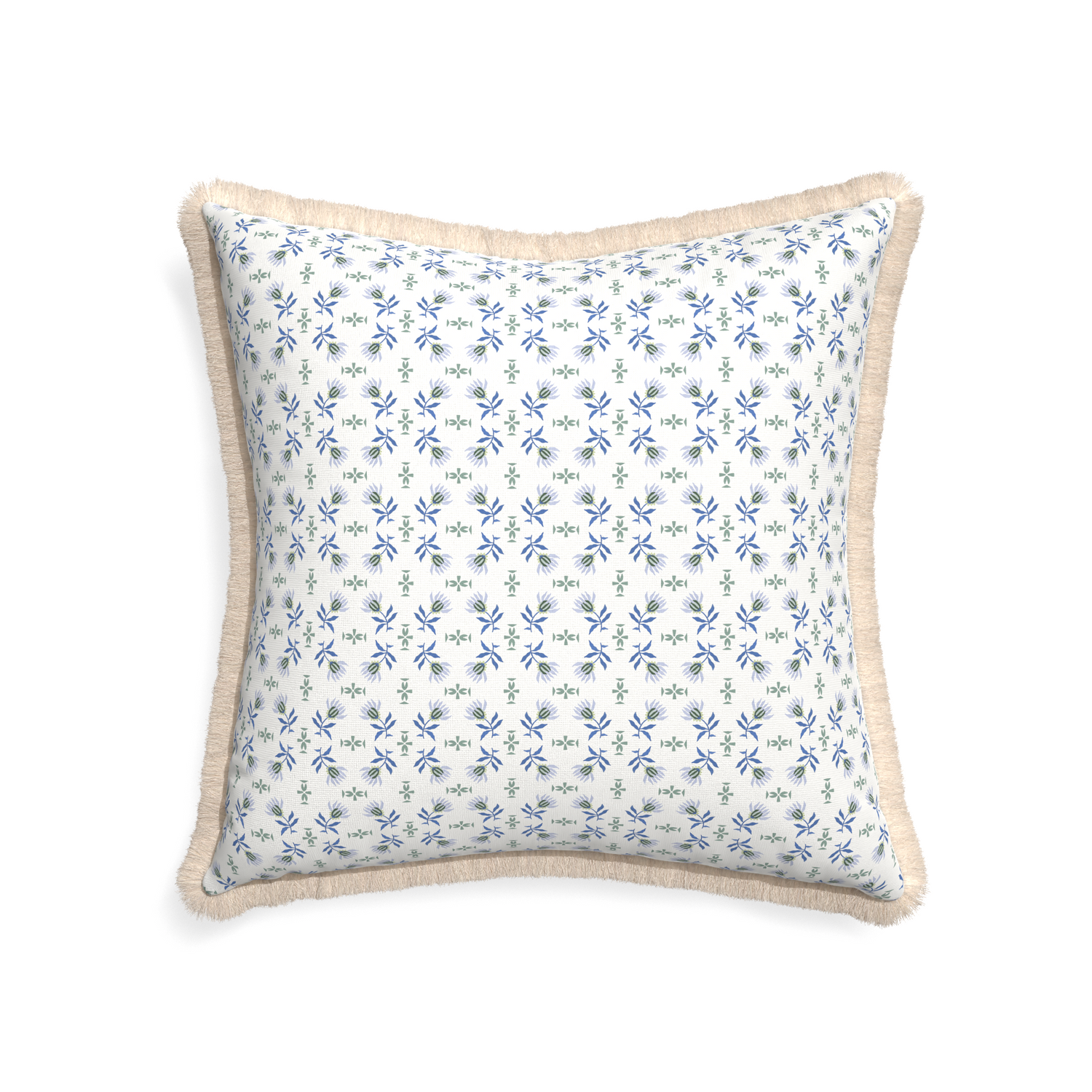 22-square lee custom pillow with cream fringe on white background