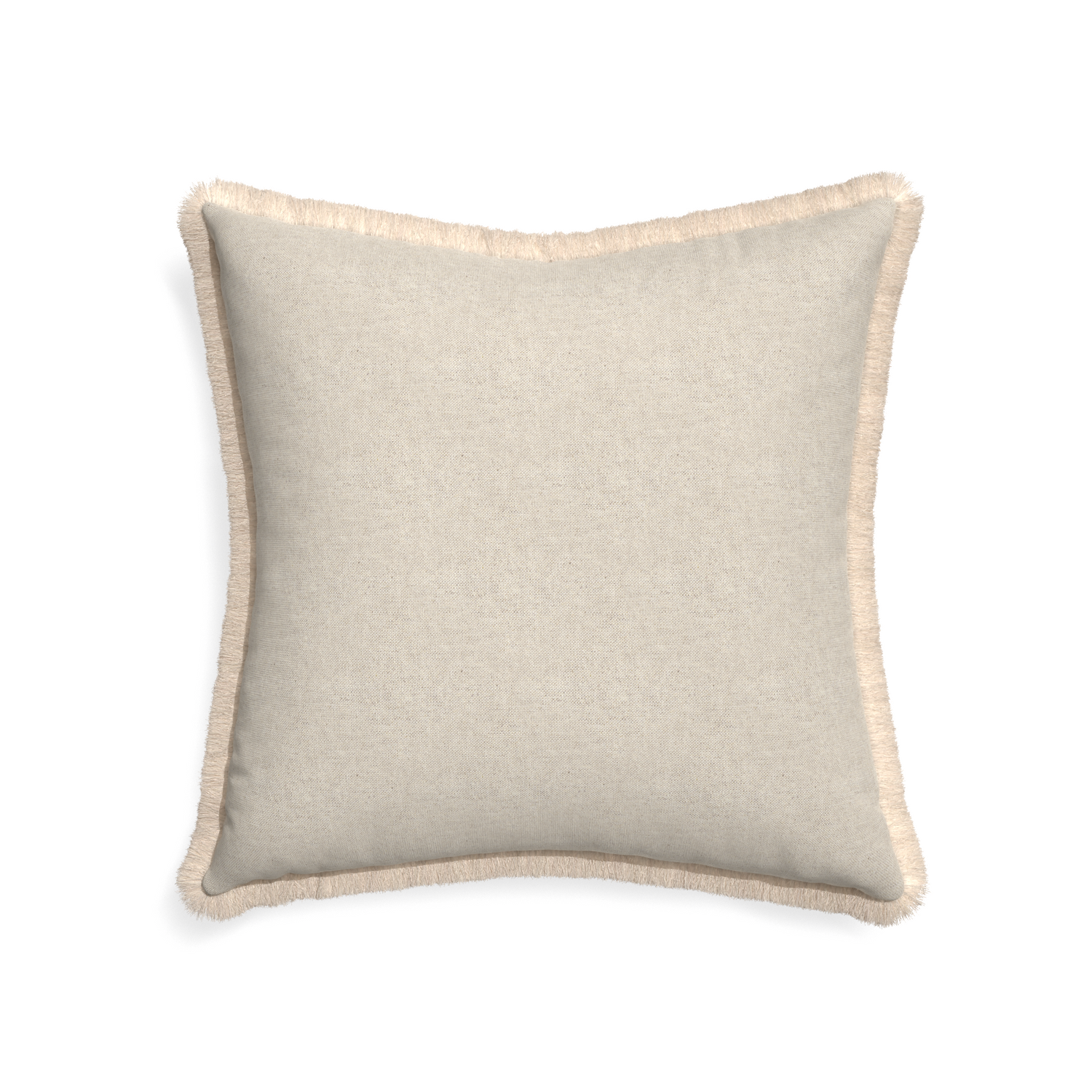22-square oat custom pillow with cream fringe on white background