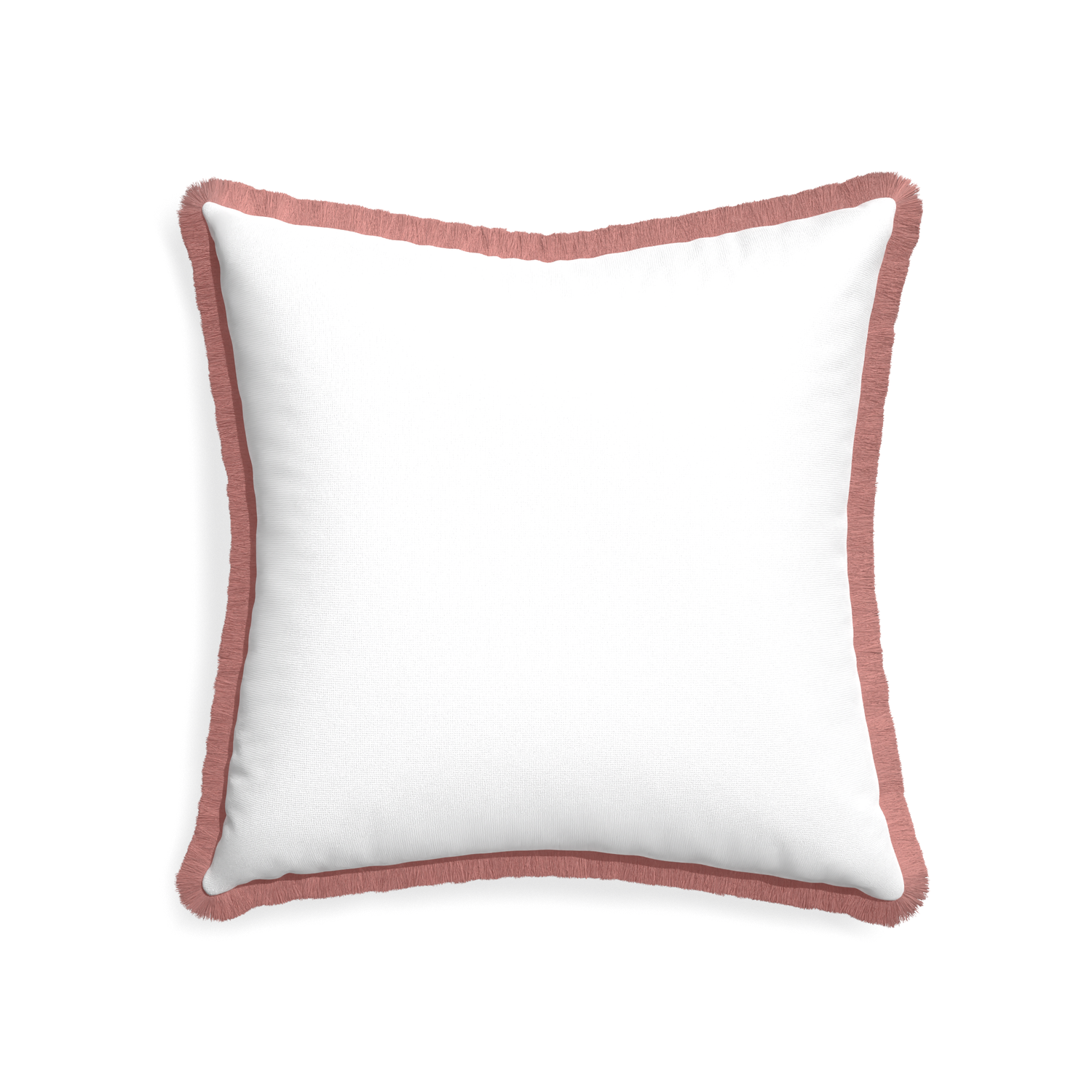 22-square snow custom white cottonpillow with d fringe on white background