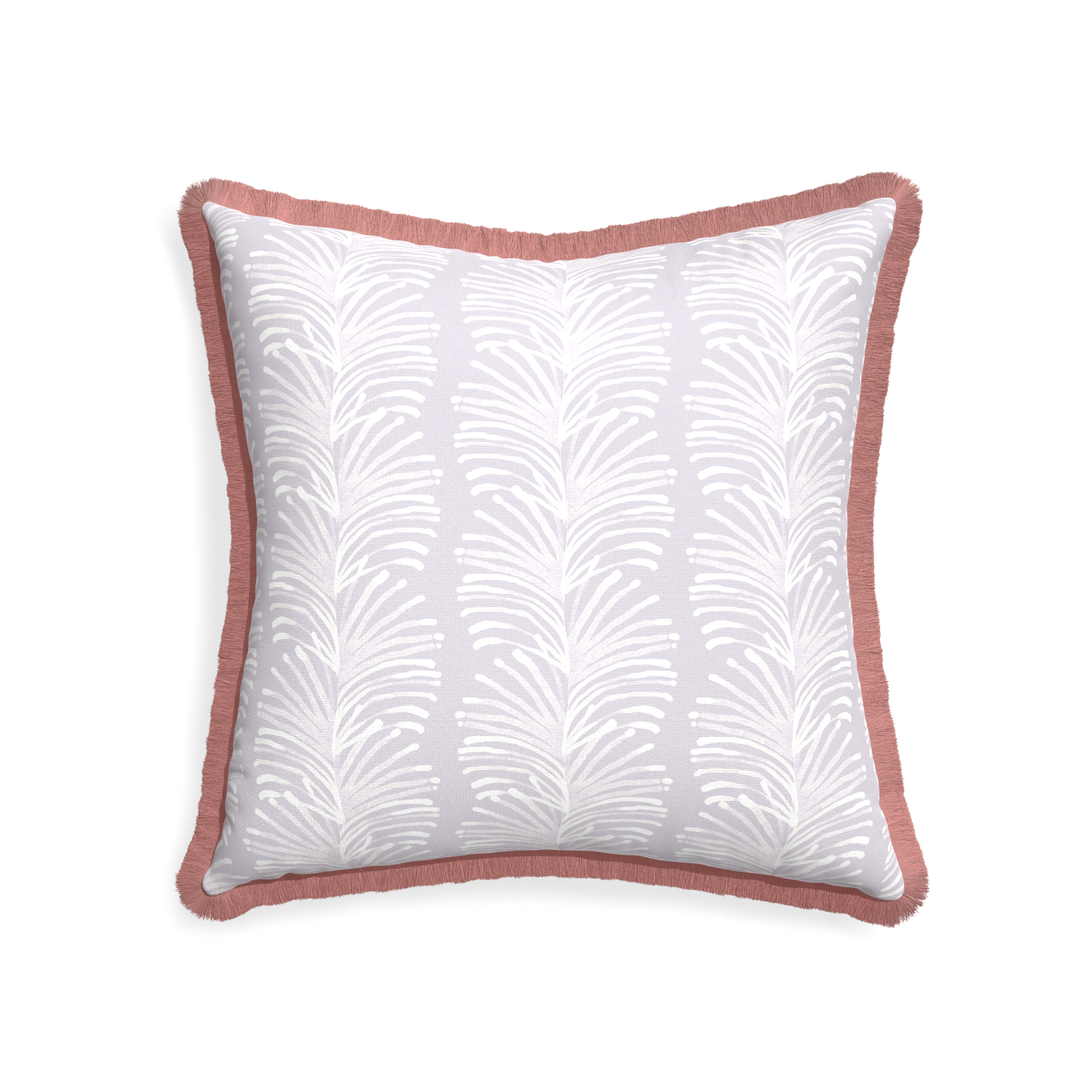 22-square emma lavender custom pillow with d fringe on white background