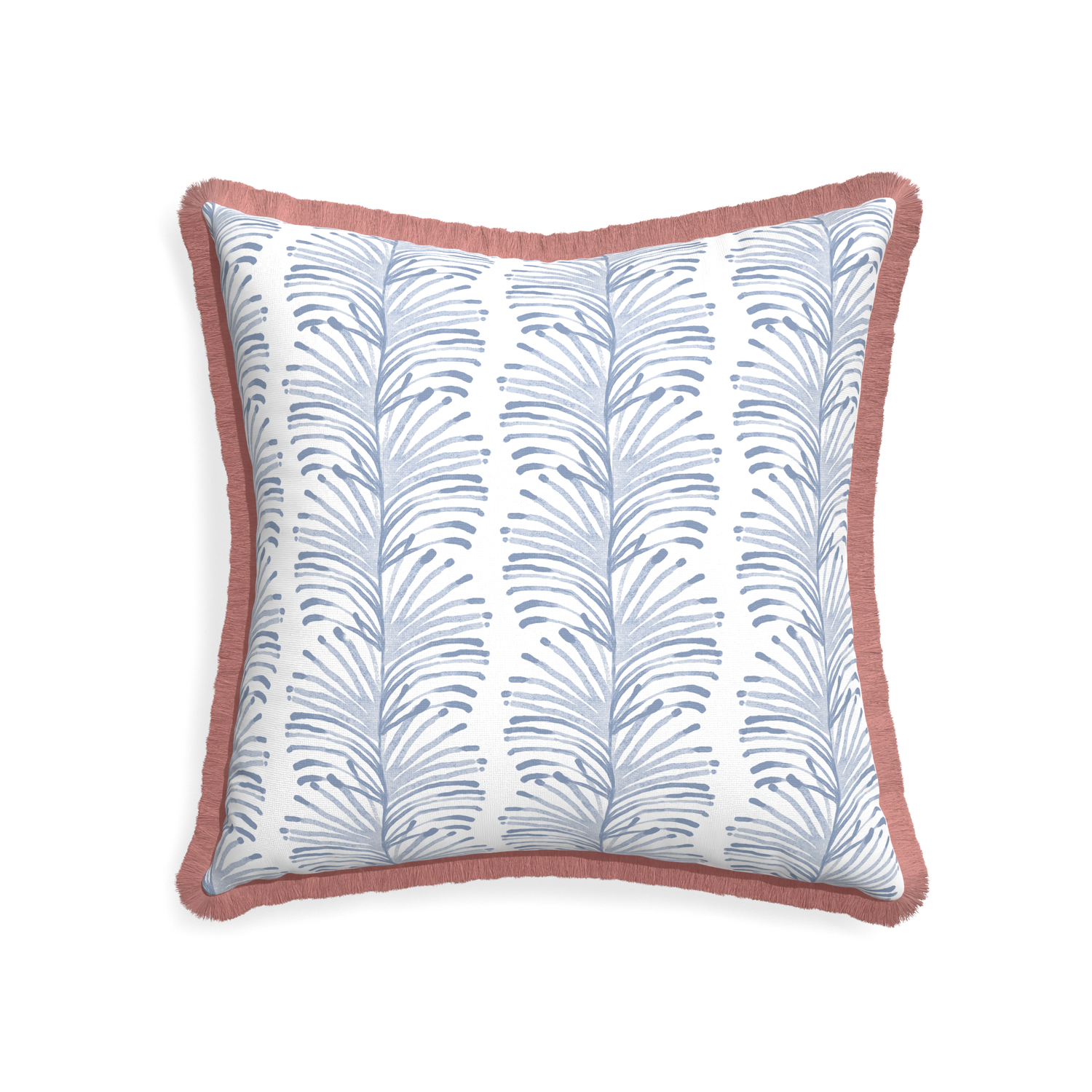 22-square emma sky custom pillow with d fringe on white background
