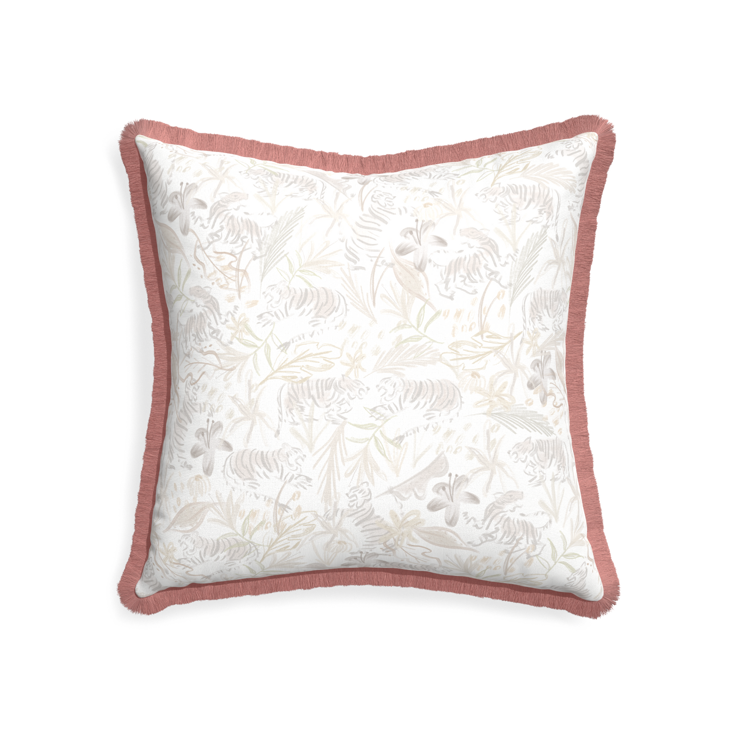 22-square frida sand custom pillow with d fringe on white background