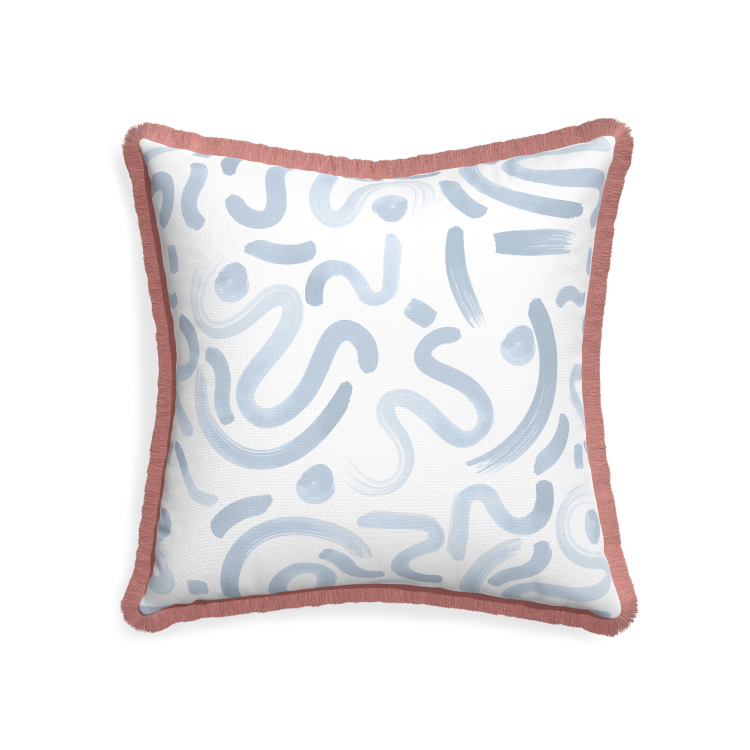 22-square hockney sky custom pillow with d fringe on white background