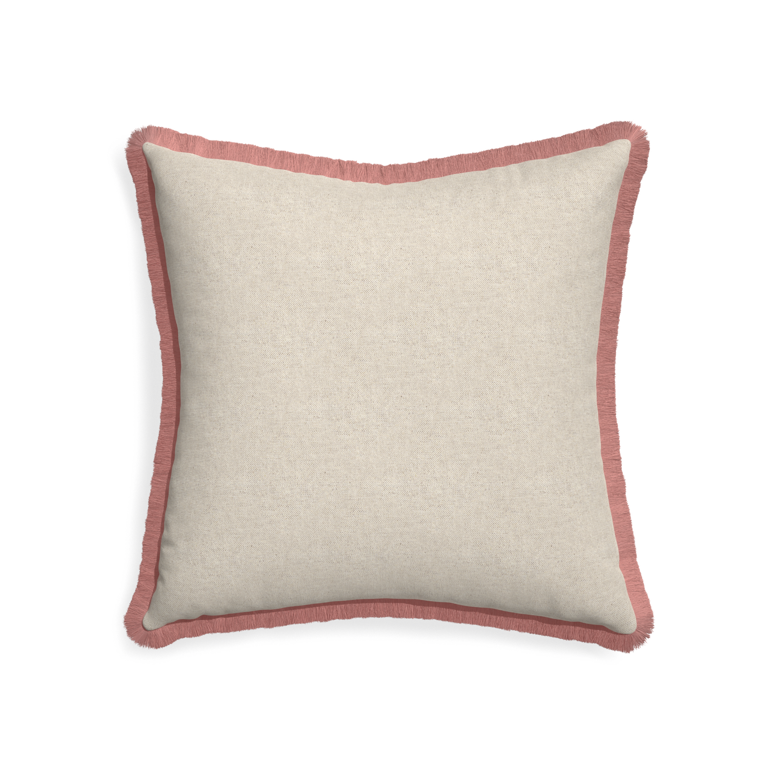 22-square oat custom light brownpillow with d fringe on white background