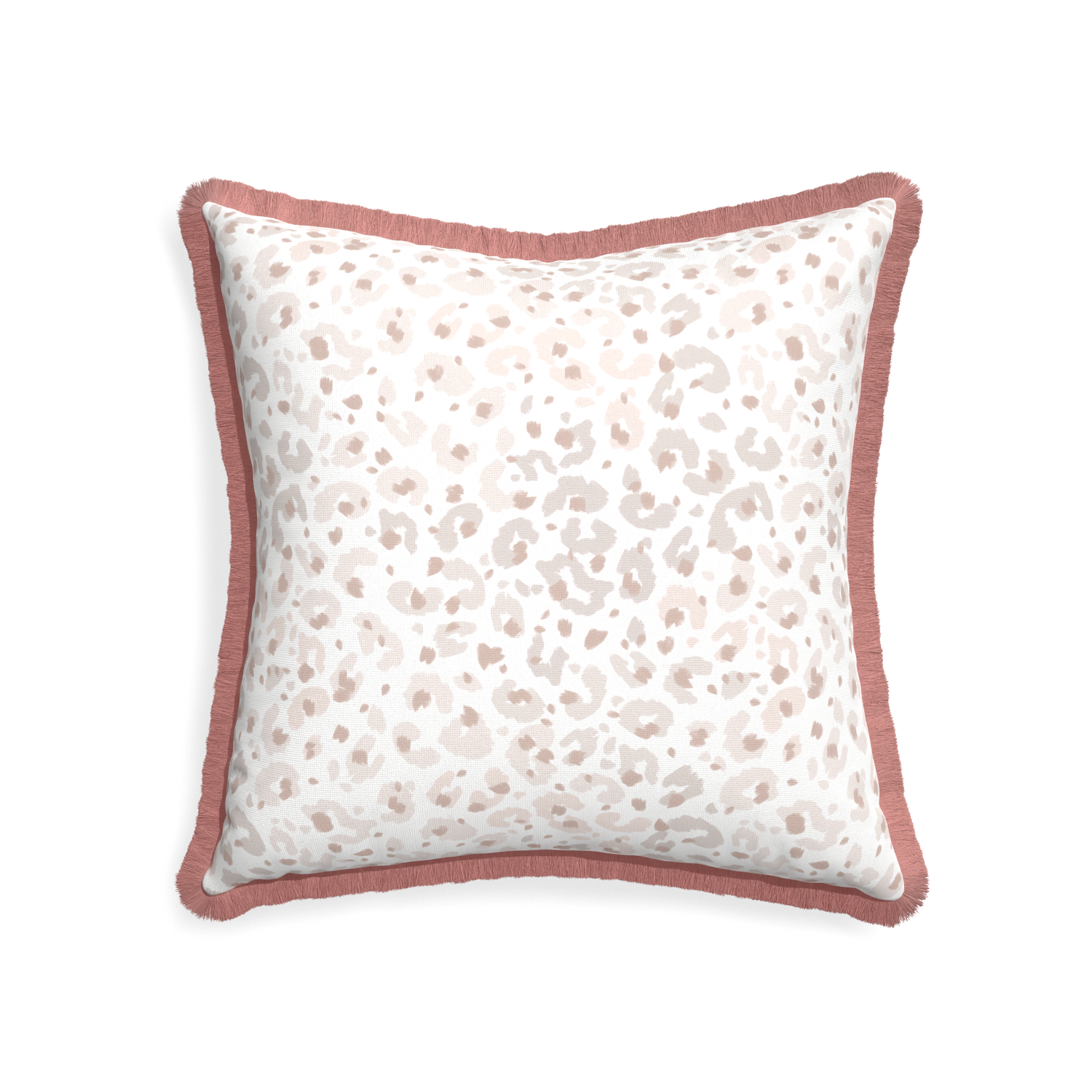22-square rosie custom pillow with d fringe on white background