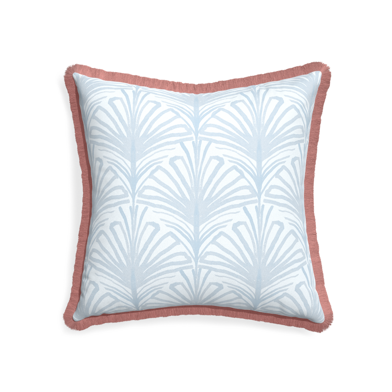 22-square suzy sky custom pillow with d fringe on white background