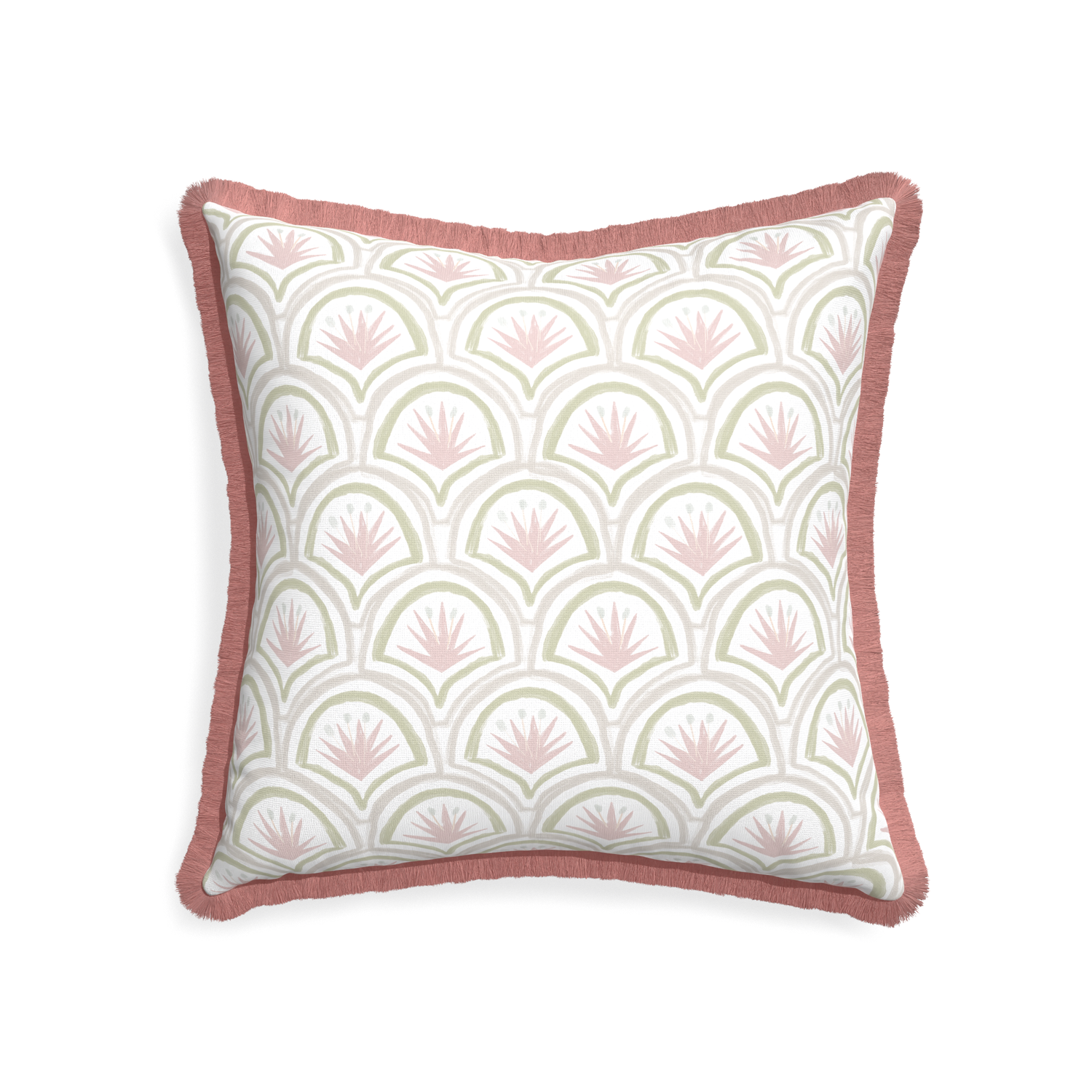 22-square thatcher rose custom pink & green palmpillow with d fringe on white background