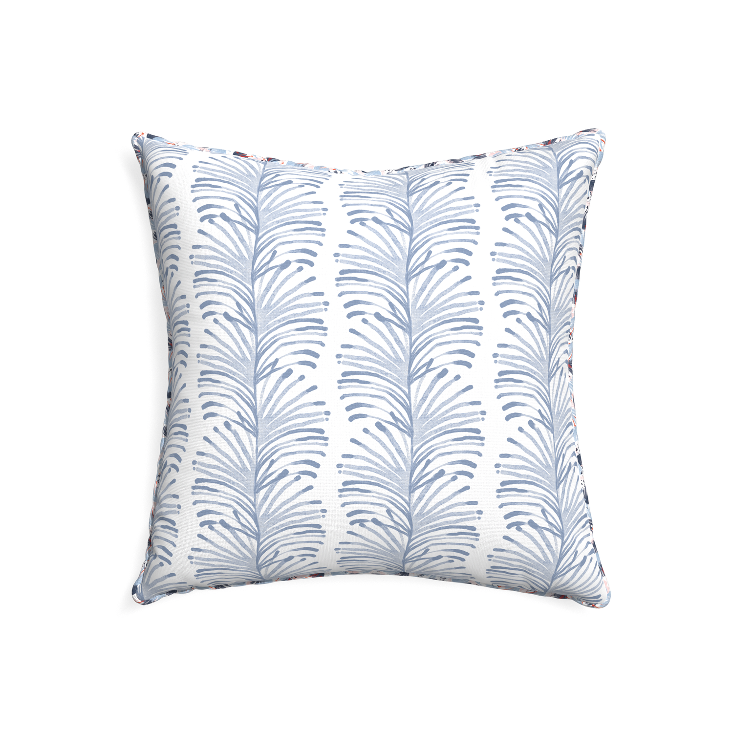 22-square emma sky custom pillow with e piping on white background