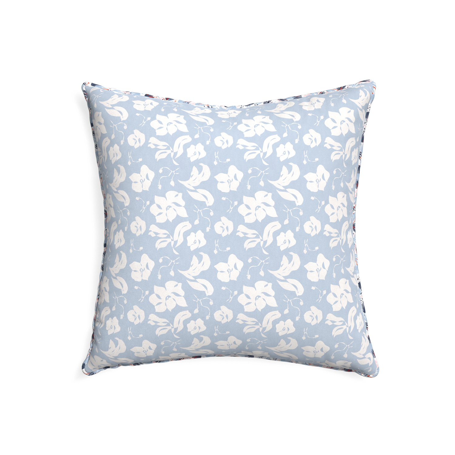 22-square georgia custom cornflower blue floralpillow with e piping on white background