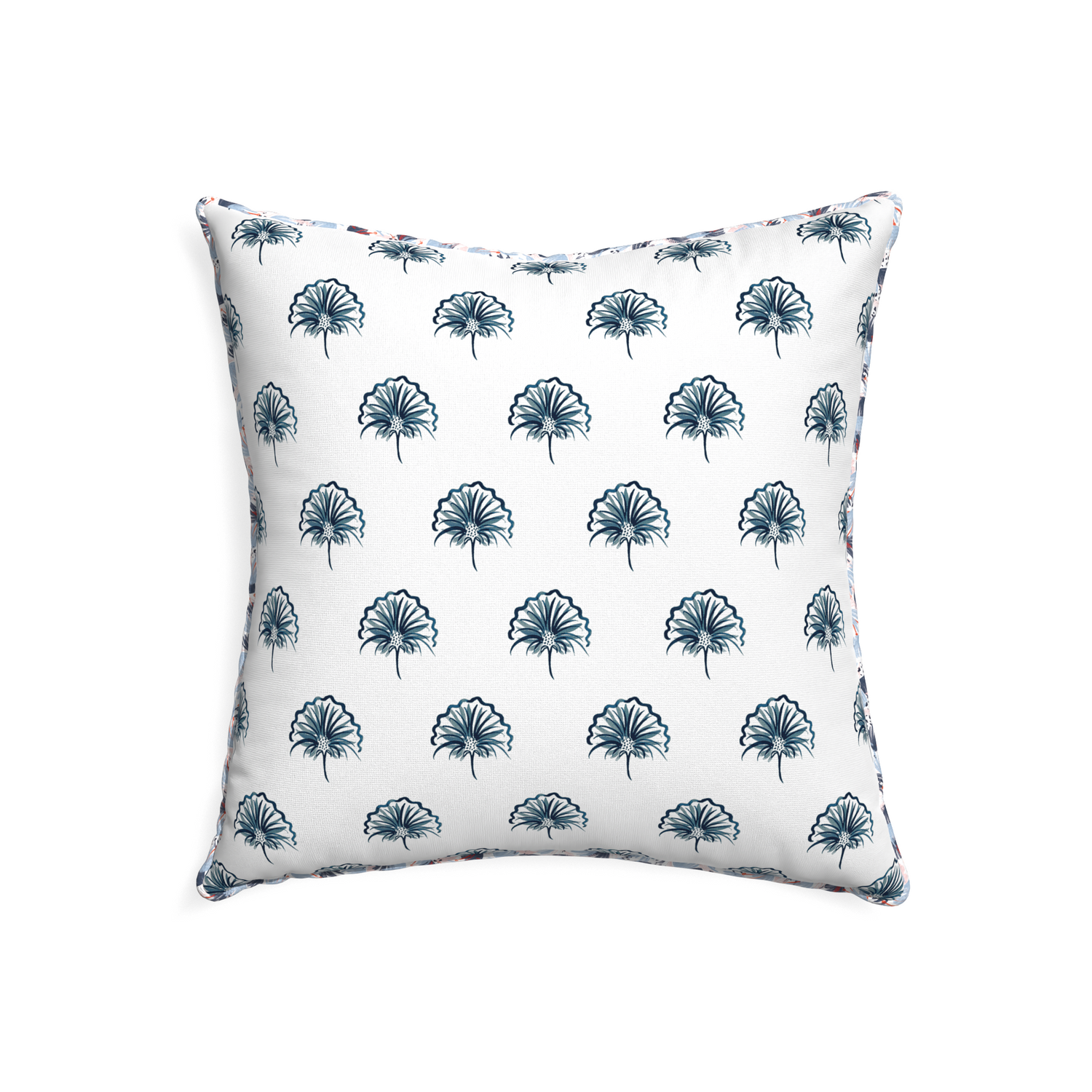 22-square penelope midnight custom pillow with e piping on white background