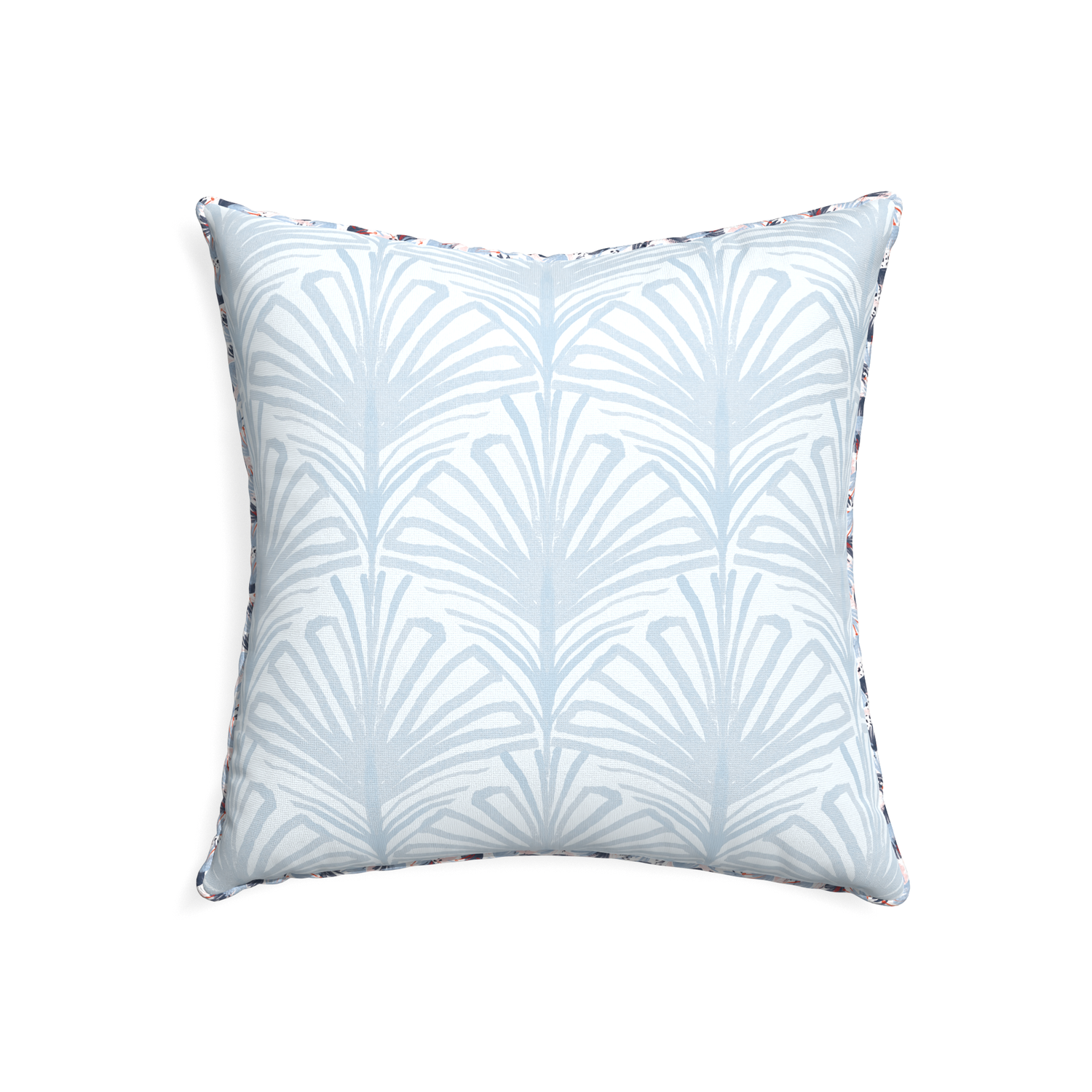 22-square suzy sky custom pillow with e piping on white background