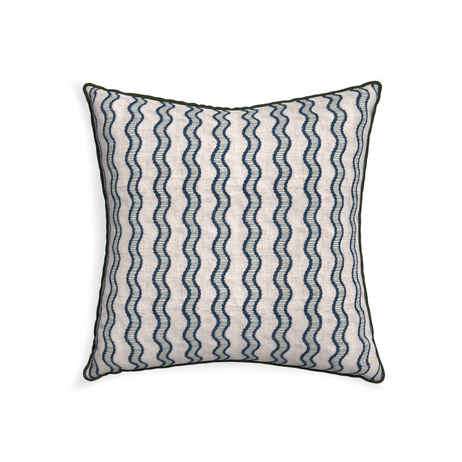 22-square beatrice custom embroidered wavepillow with f piping on white background