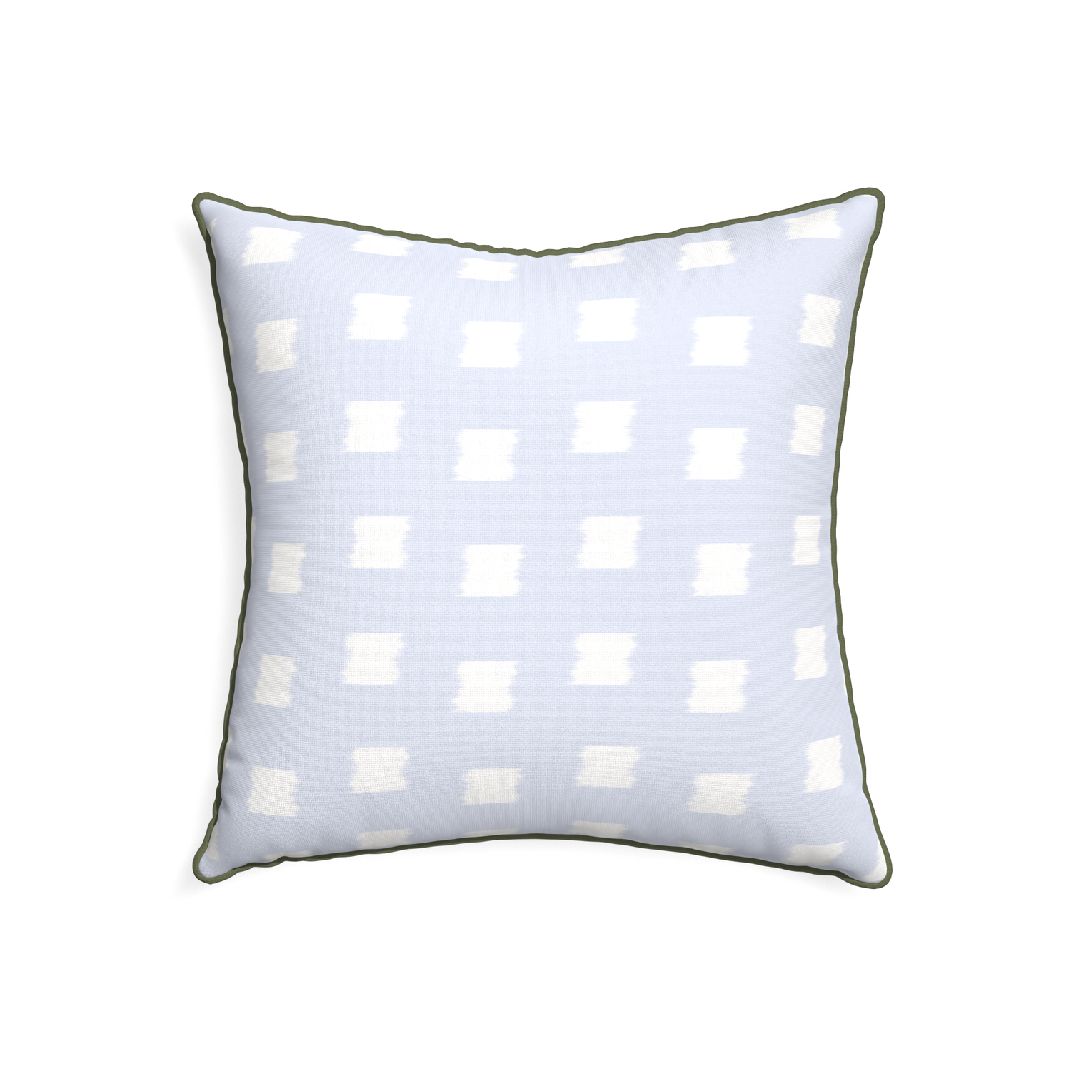 22-square denton custom pillow with f piping on white background