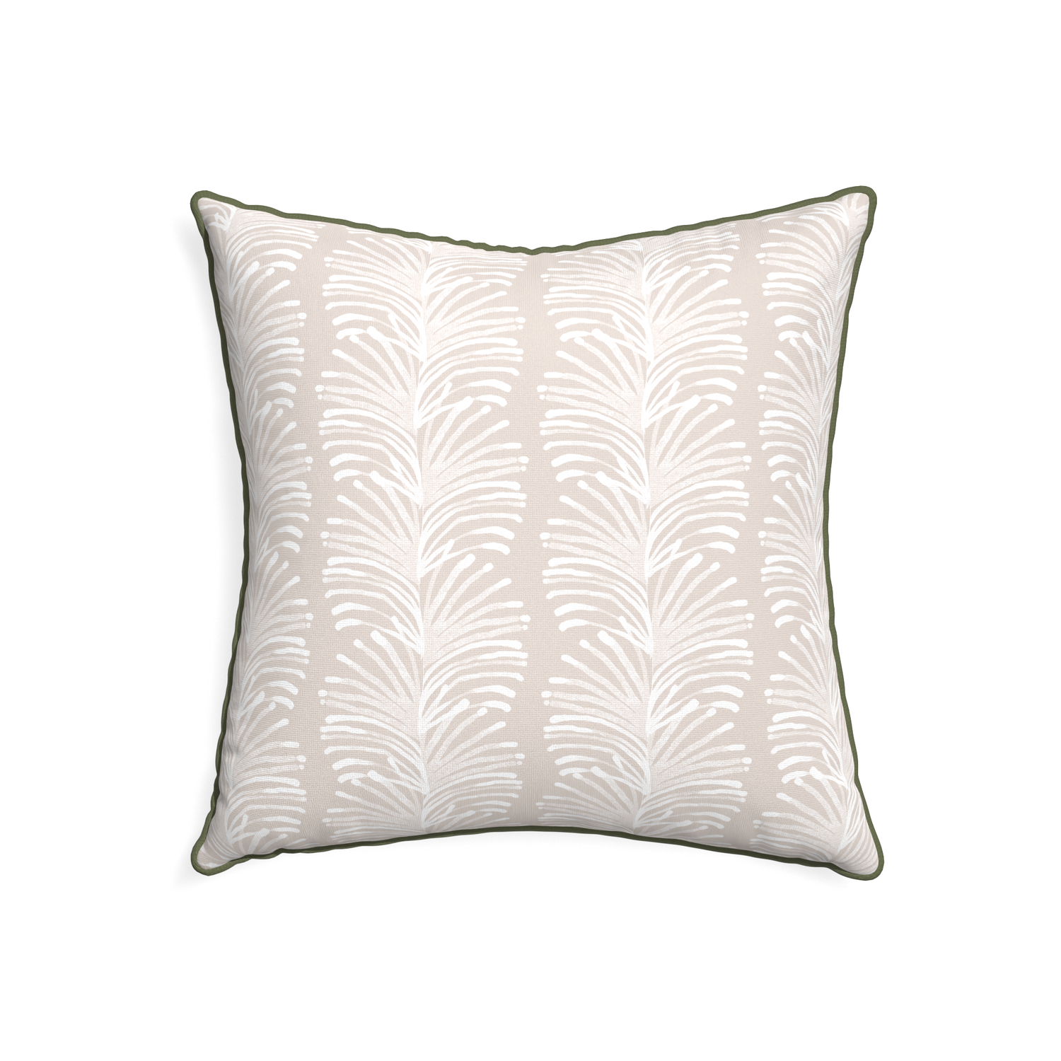 22-square emma sand custom sand colored botanical stripepillow with f piping on white background
