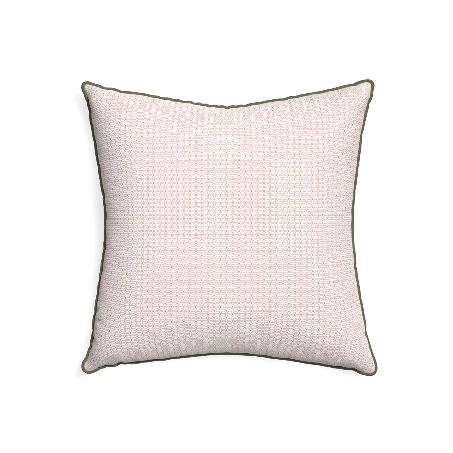 22-square loomi pink custom pillow with f piping on white background
