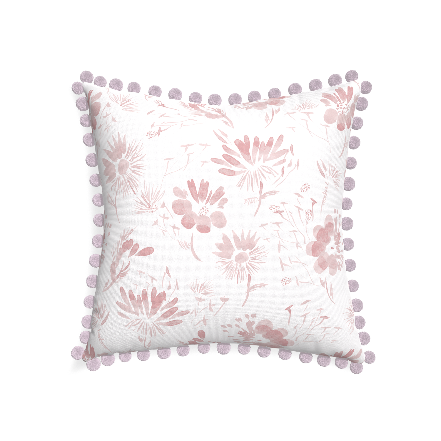 22-square blake custom pink floralpillow with l on white background