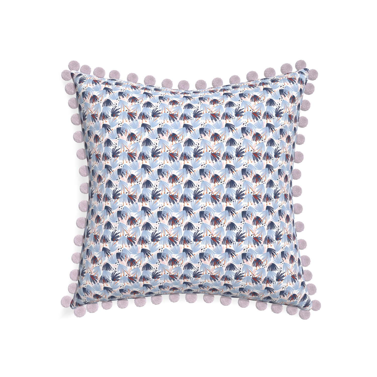 22-square eden blue custom pillow with l on white background