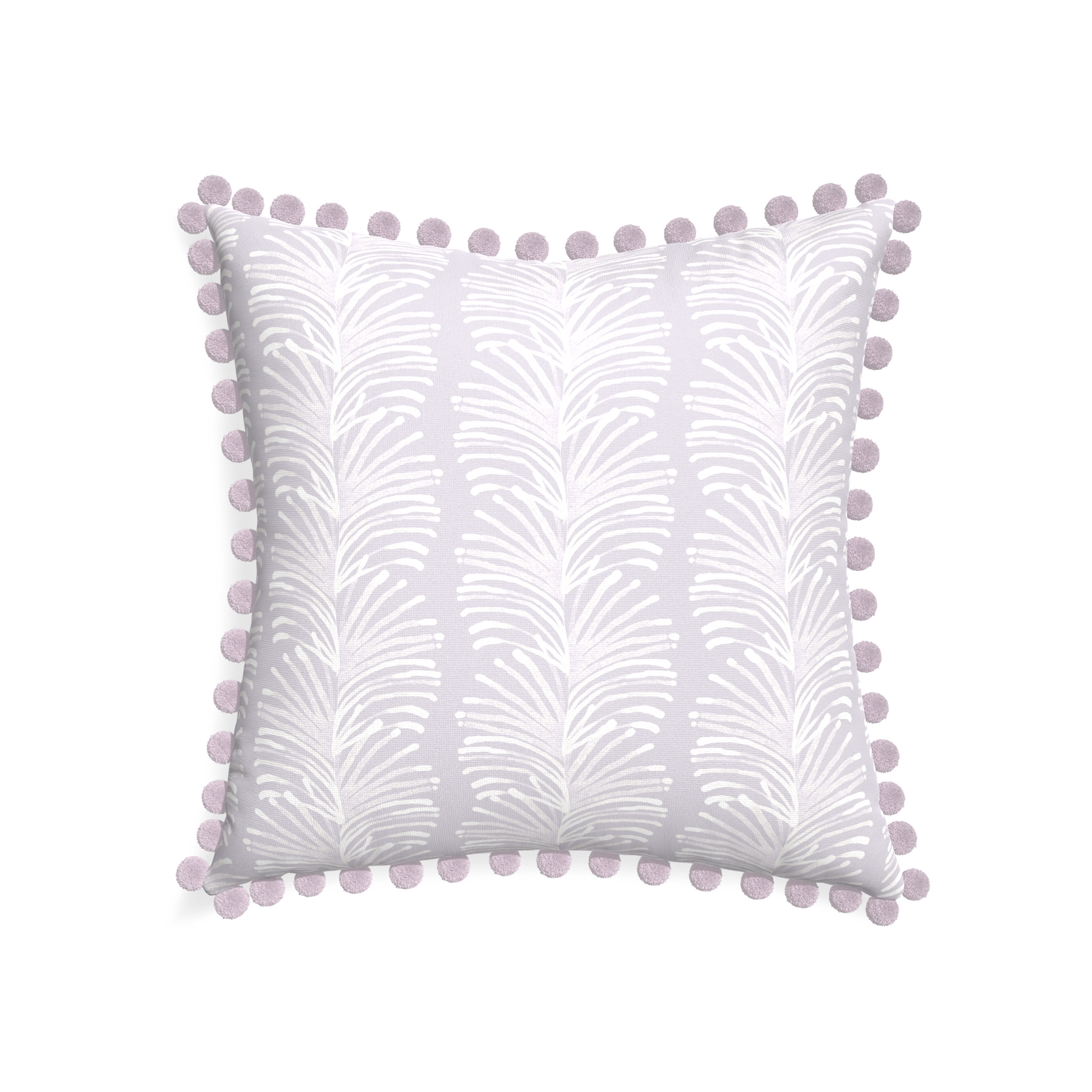 22-square emma lavender custom pillow with l on white background