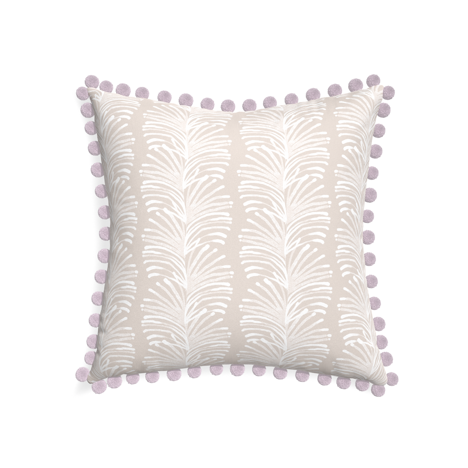 22-square emma sand custom pillow with l on white background