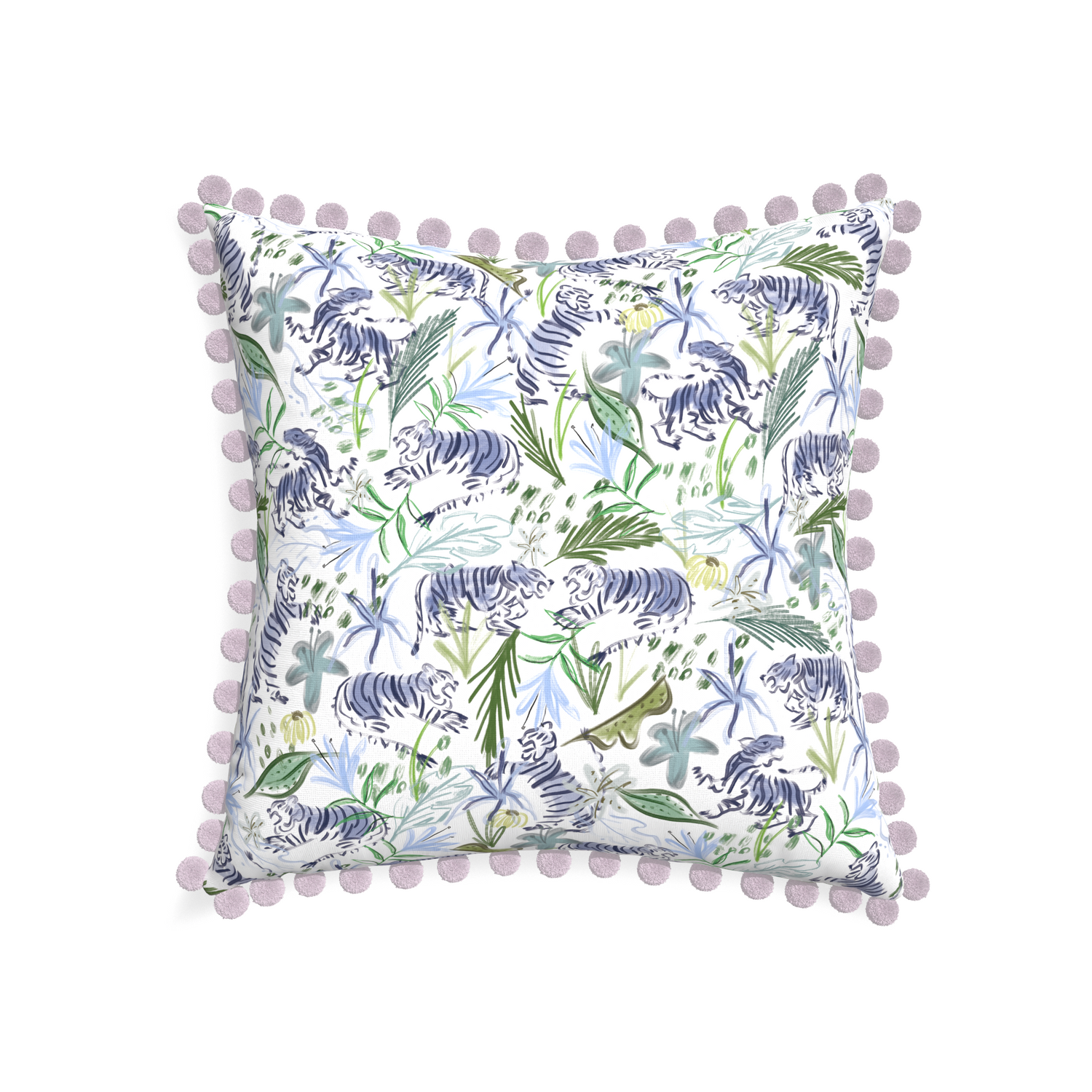 22-square frida green custom pillow with l on white background